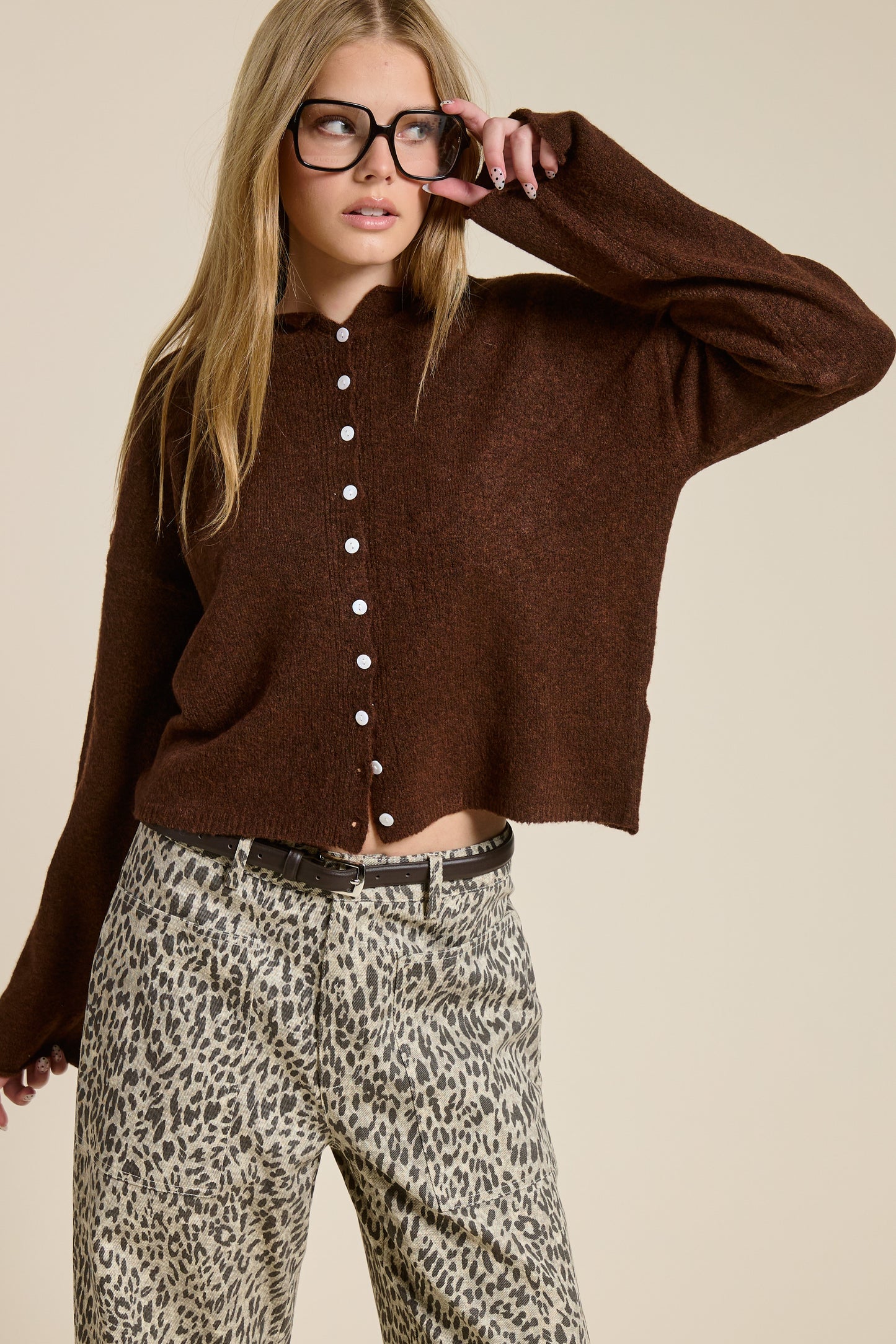 Blair Long Sleeve Cardigan - Chocolate