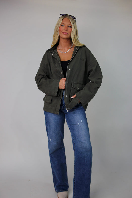 Parker Washed Barn Jacket - Olive