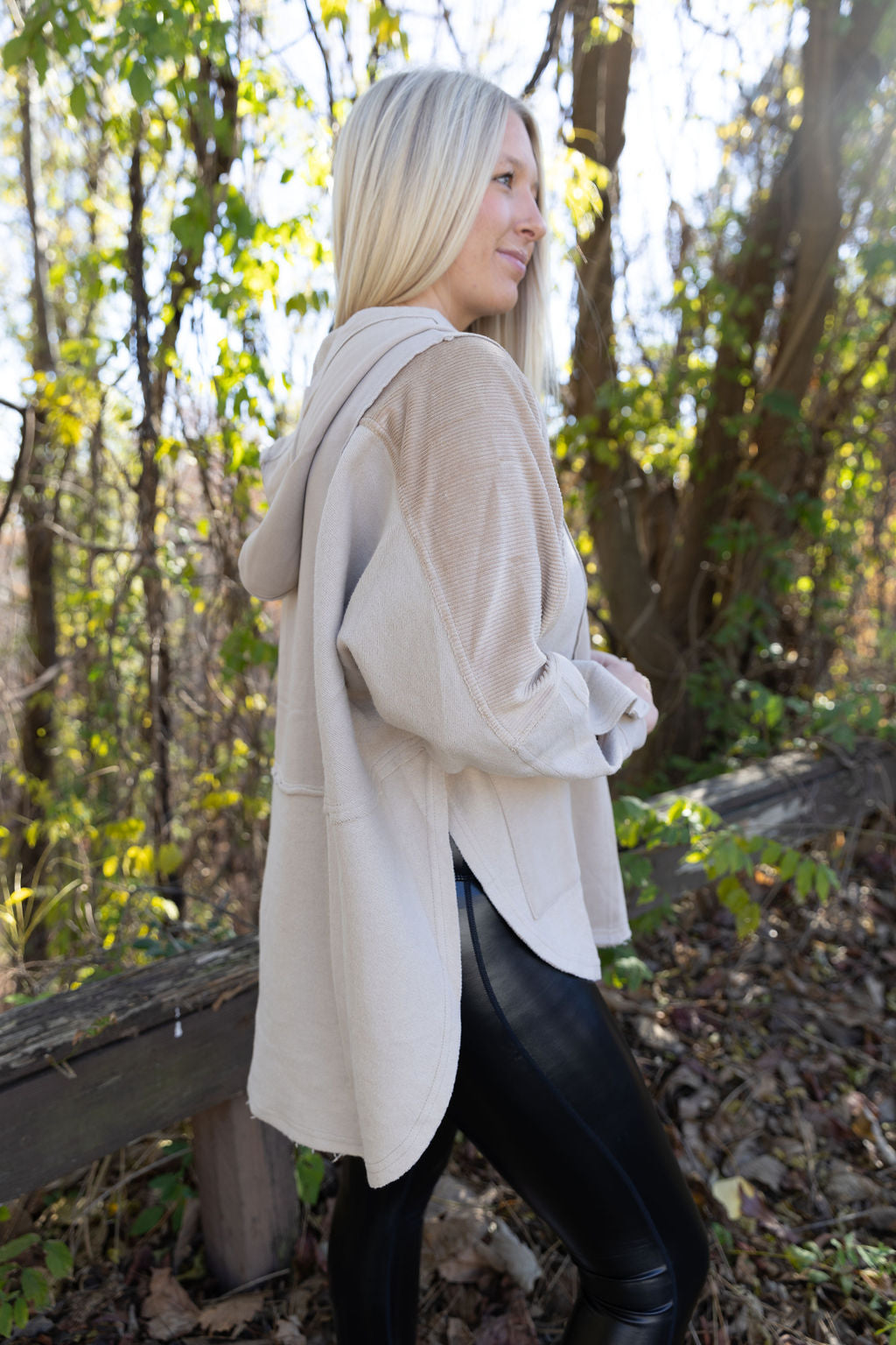 Corduroy Contrast Pullover - Stone