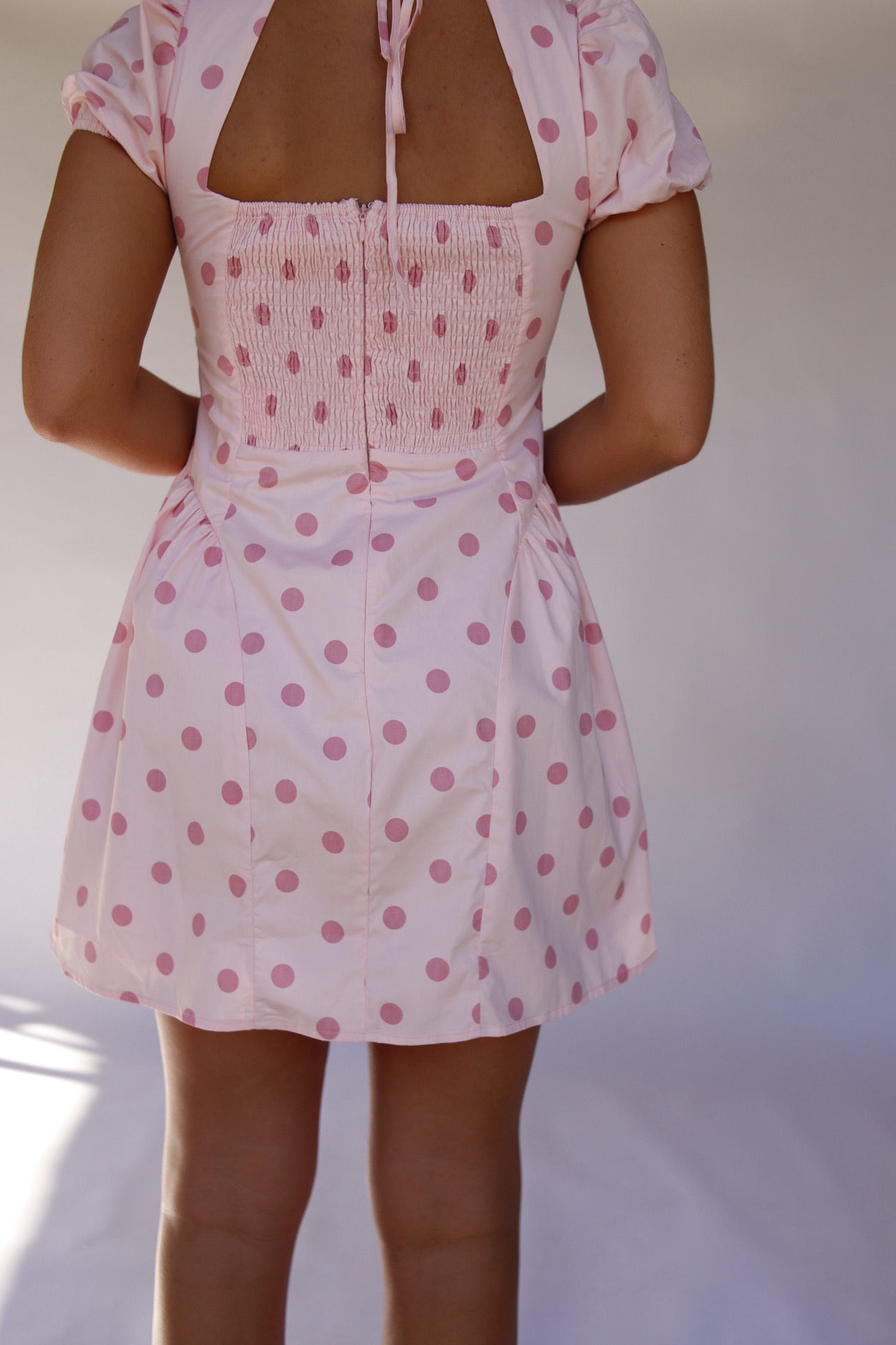 Polly Polka Dot Mini Dress - Pink