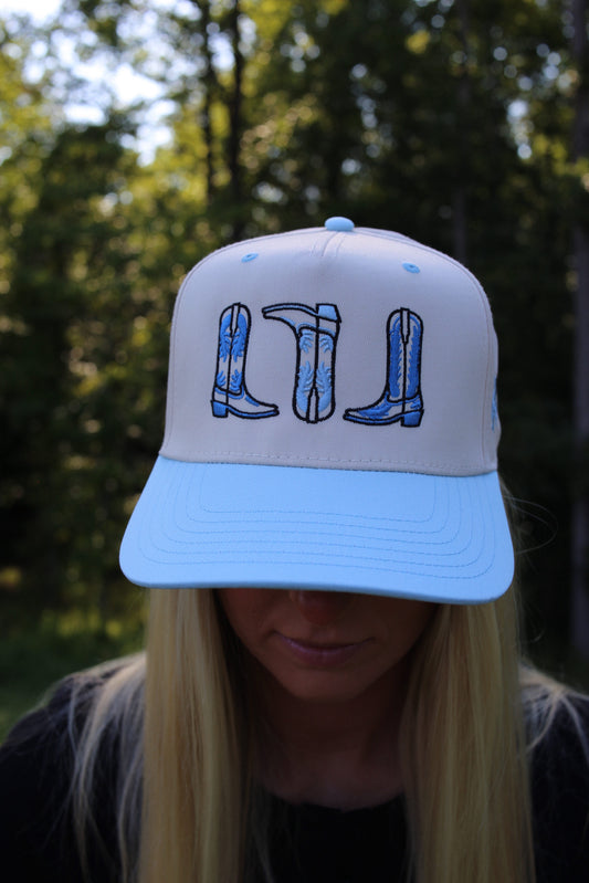 Boots Trucker Hat Embroidered - Blue