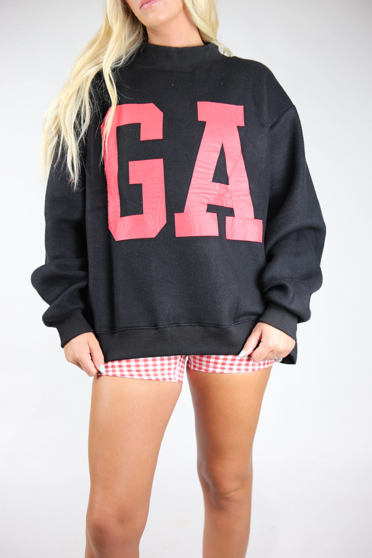 'Georgia & GA' Reversible Mockneck Sweatshirt - Black