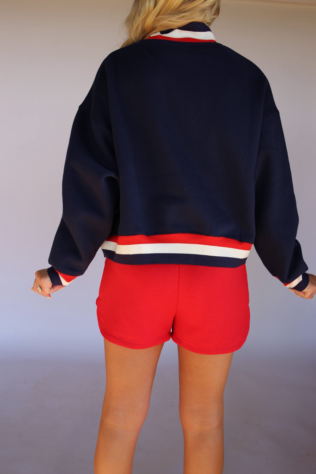 'USA' Stripe Crewneck - Navy
