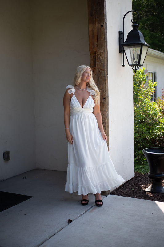 Luna Ruffle Maxi Dress - Off White