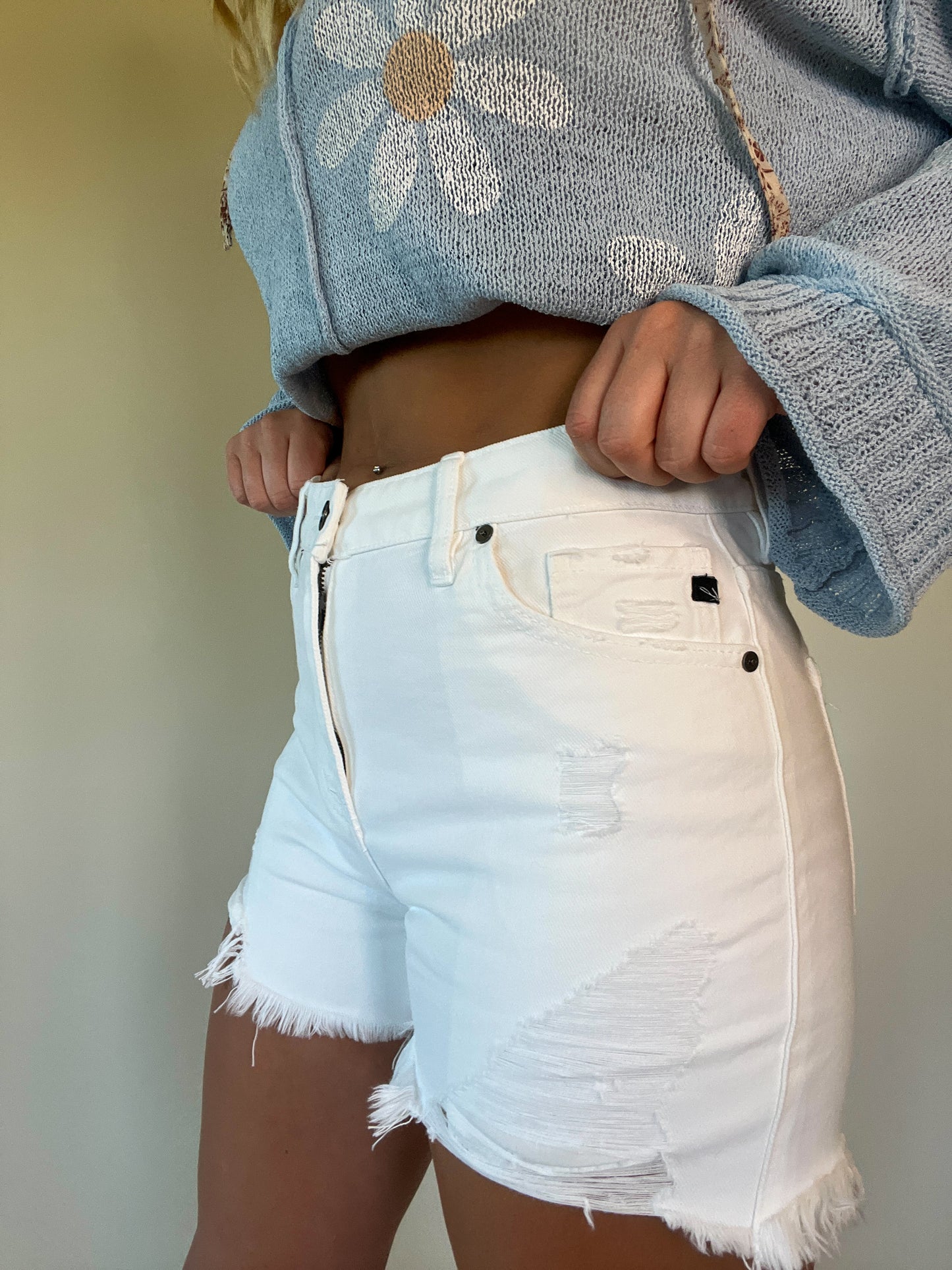 Layla Denim Shorts - White