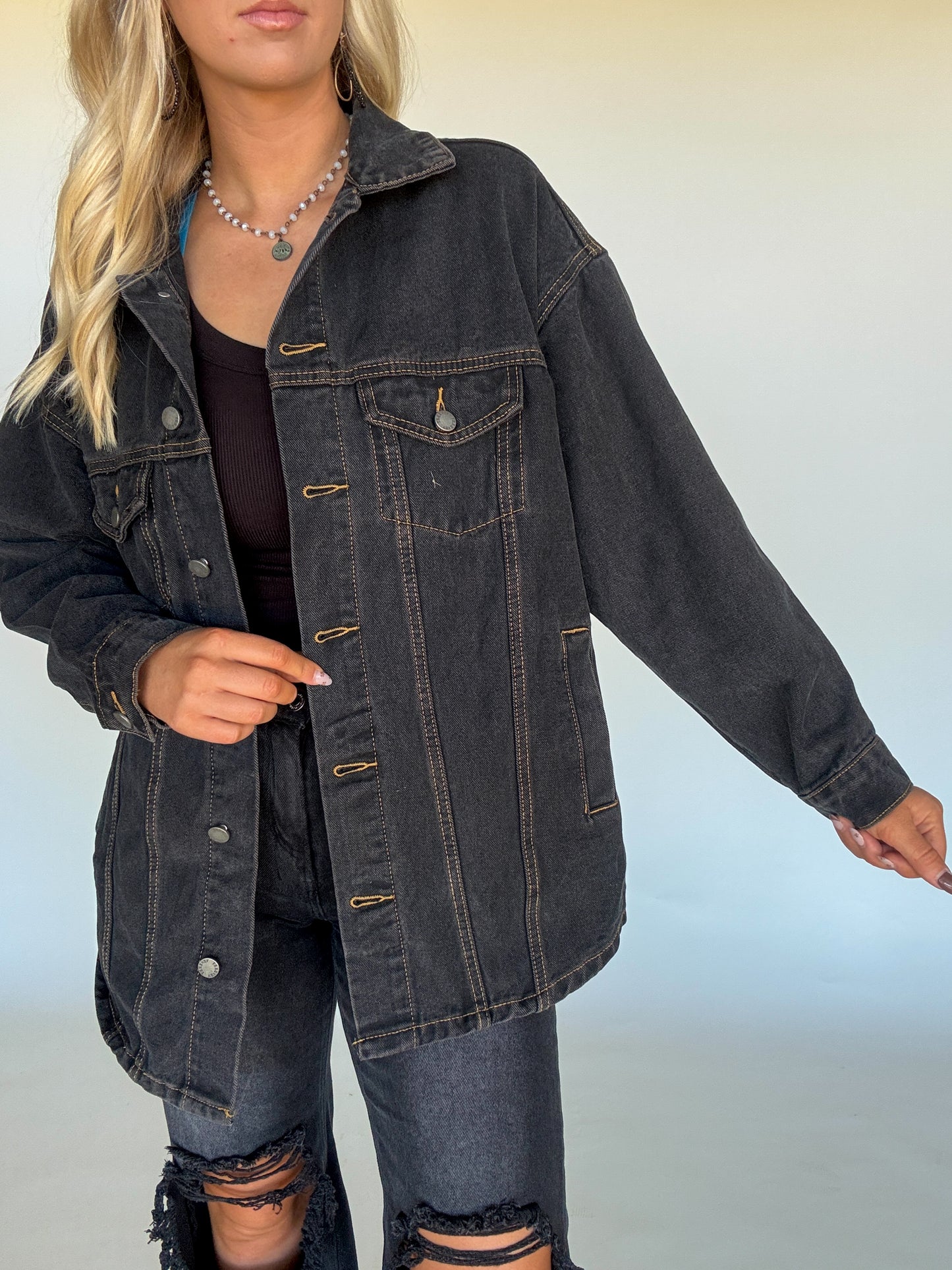 Reno Black Denim Jacket