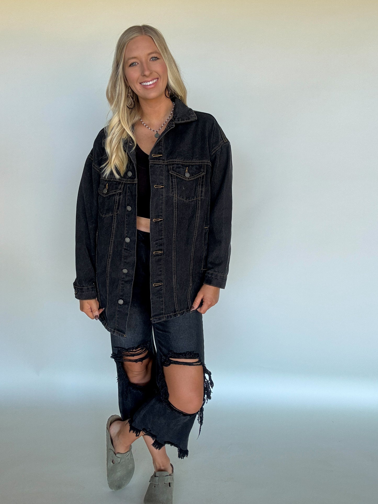 Reno Black Denim Jacket