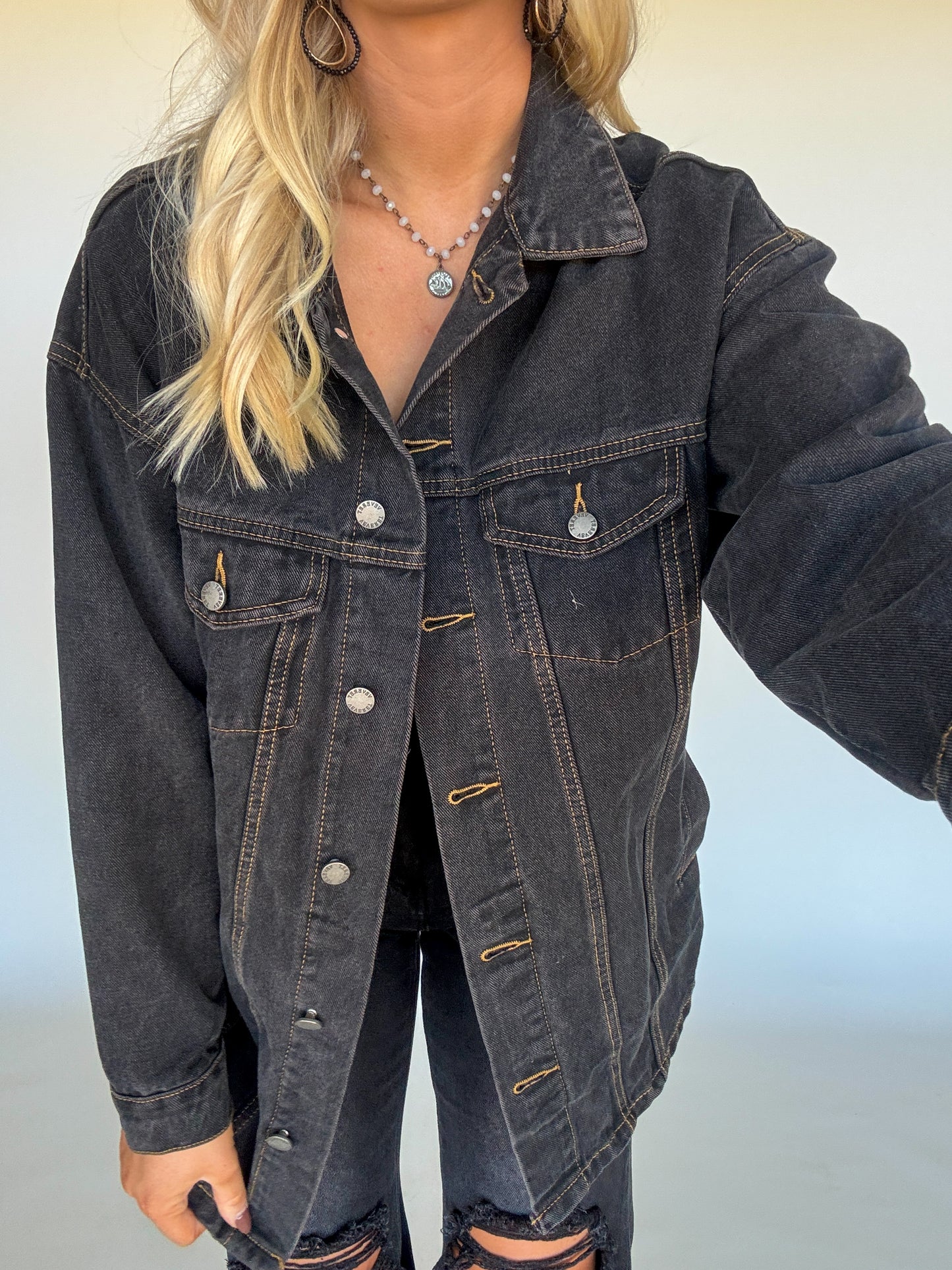 Reno Black Denim Jacket