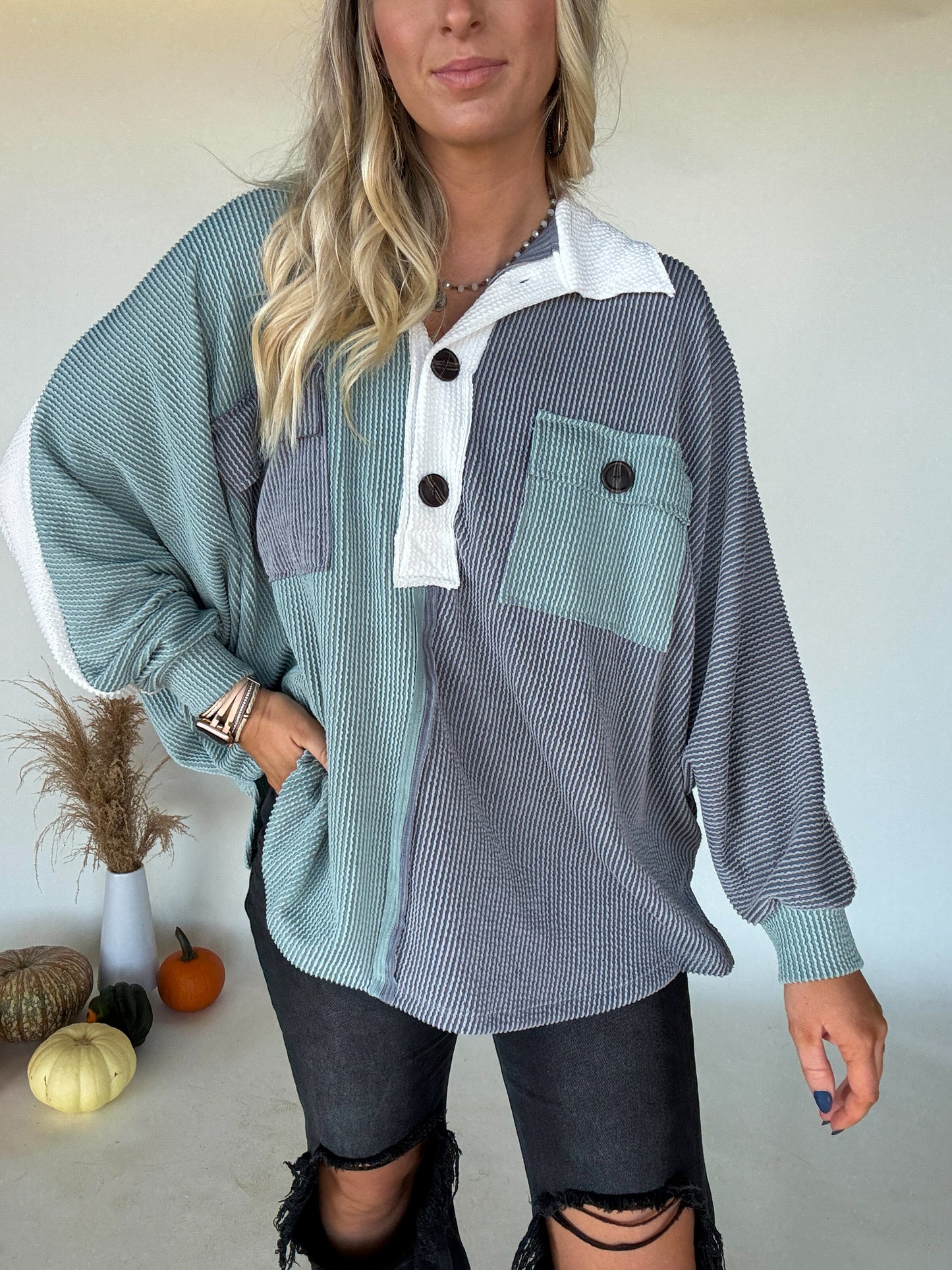 Mason Colorblock Ribbed Pullover