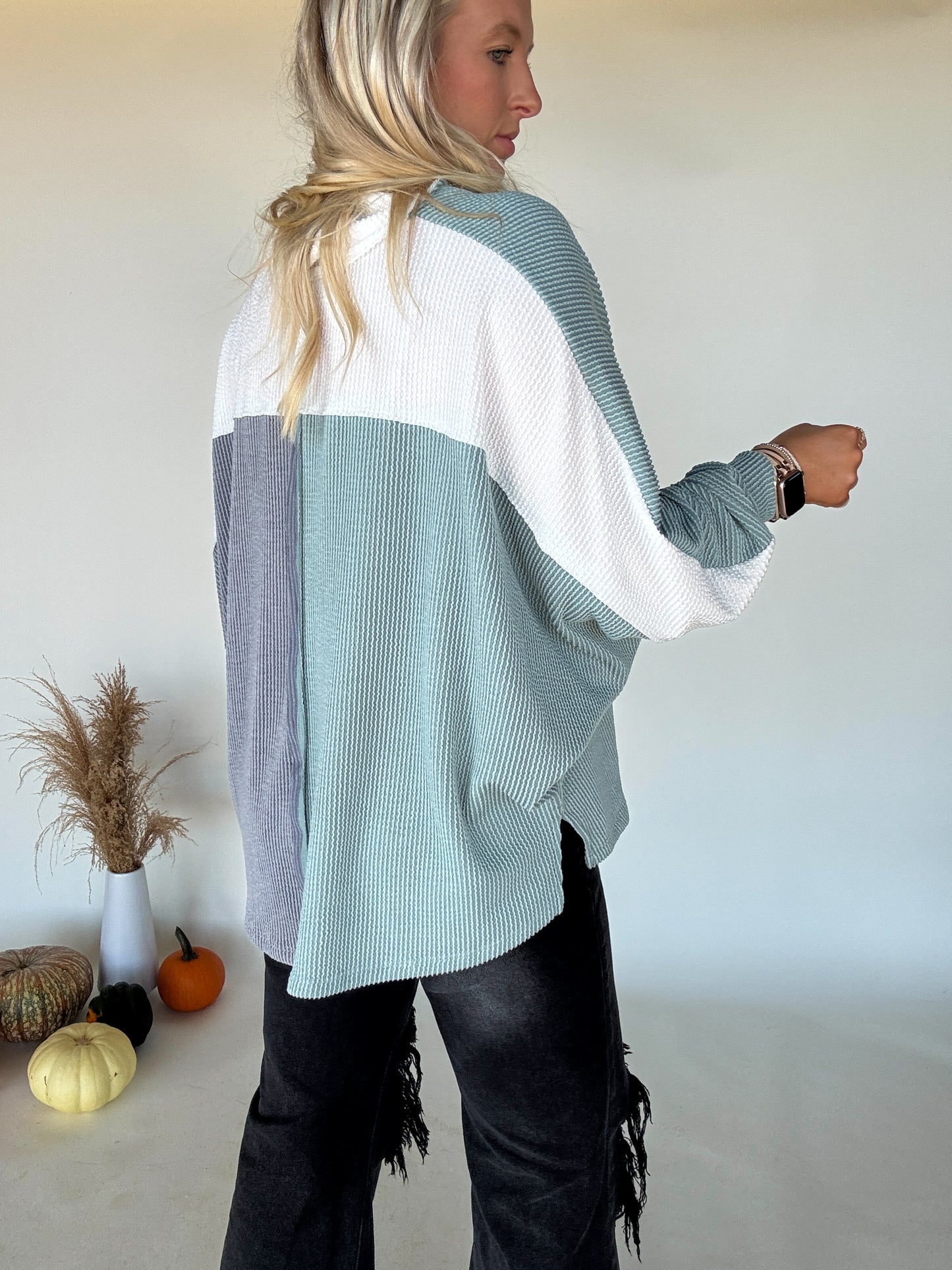 Mason Colorblock Ribbed Pullover