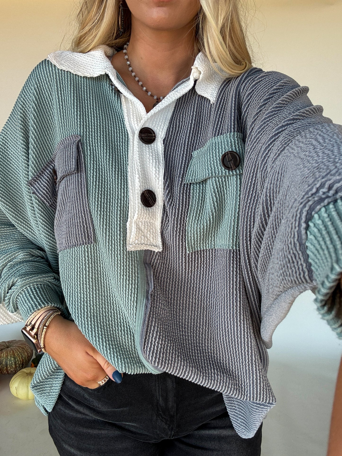 Mason Colorblock Ribbed Pullover
