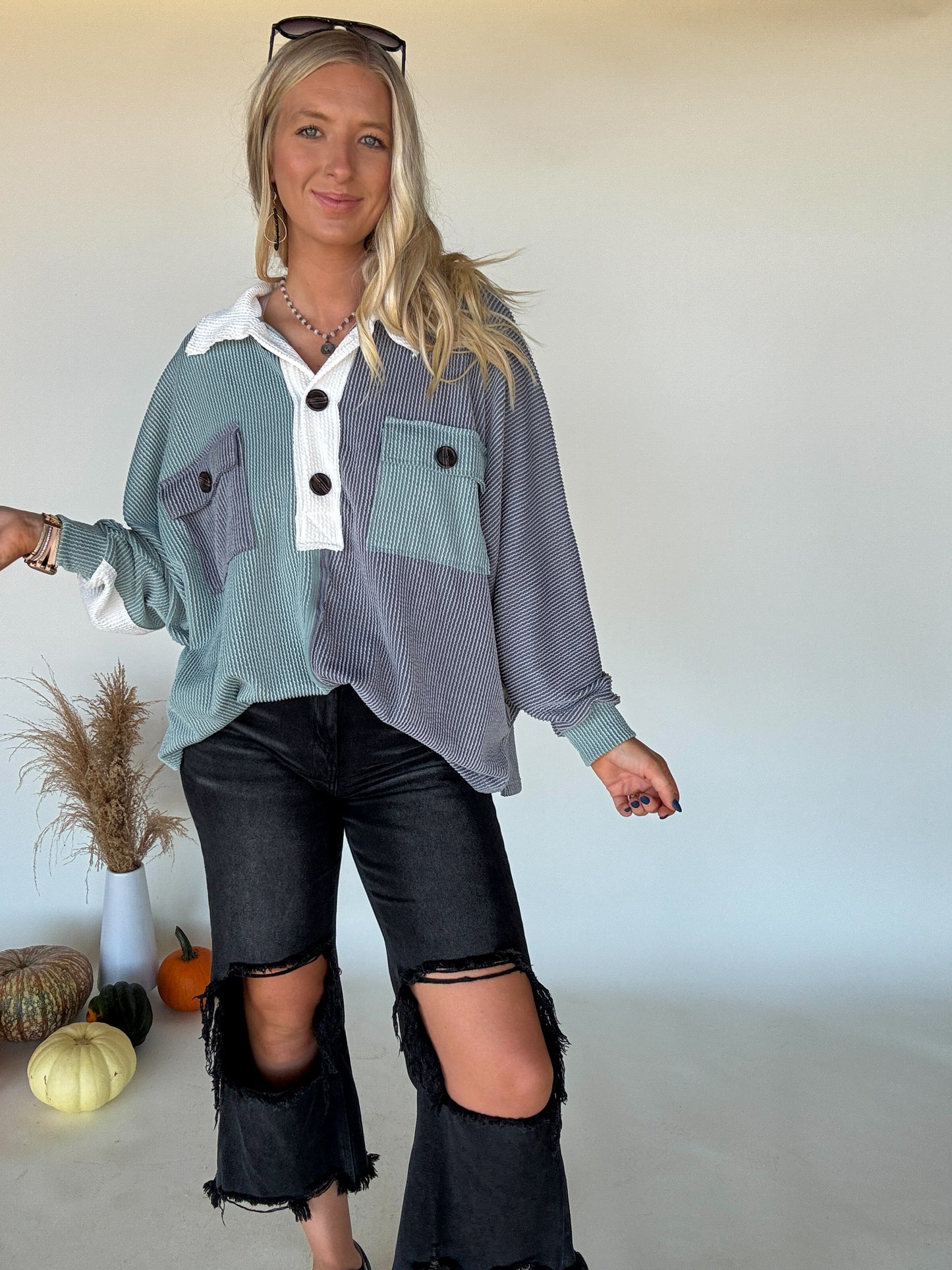 Mason Colorblock Ribbed Pullover