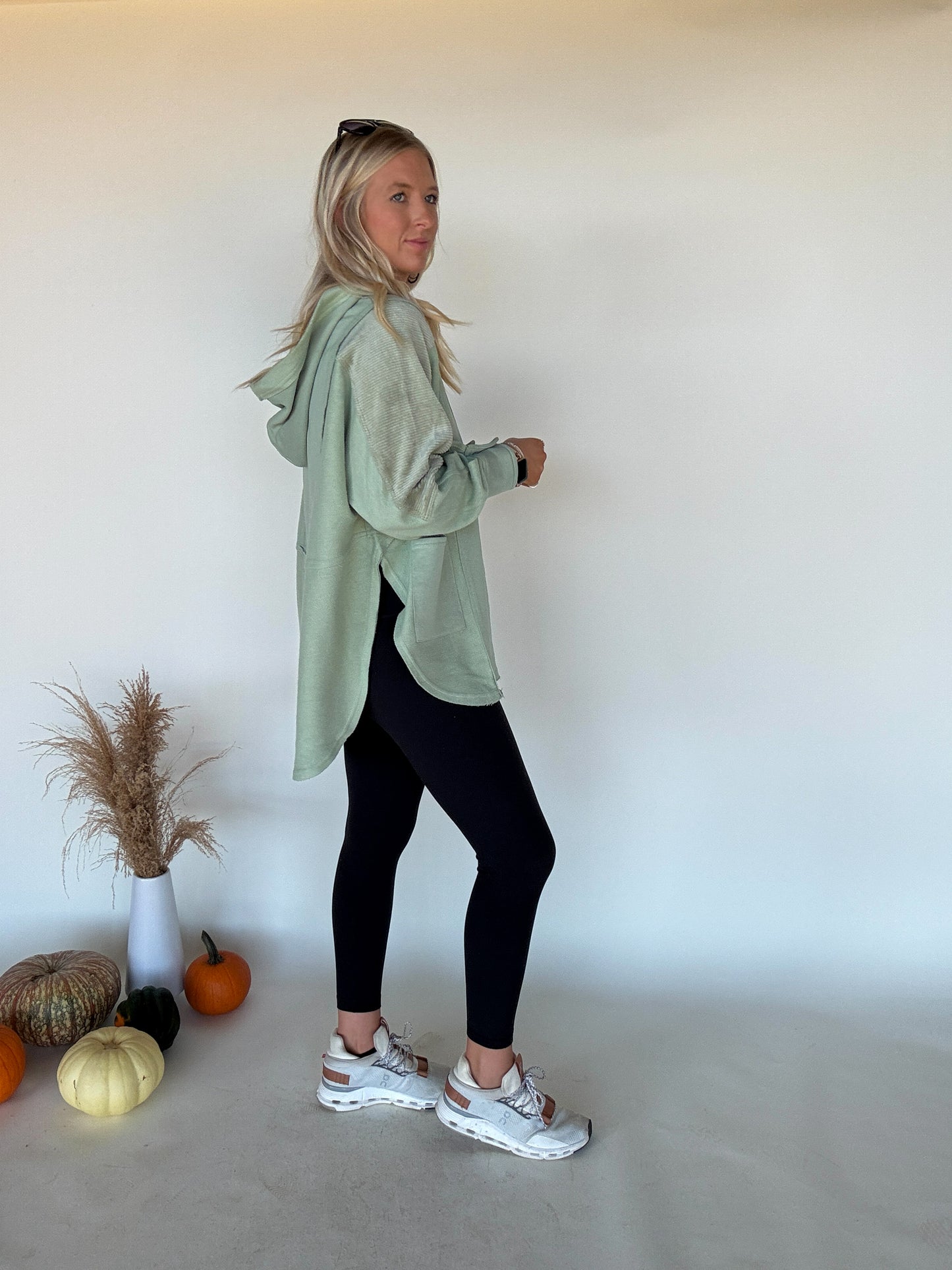 Corduroy Contrast Pullover - Sage