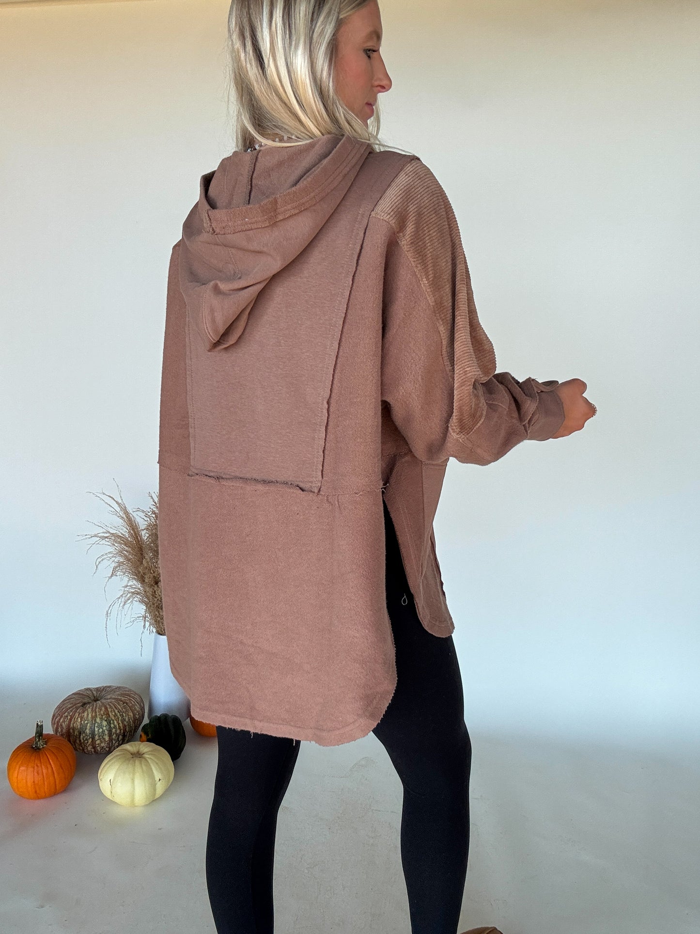 Corduroy Contrast Pullover - Brown