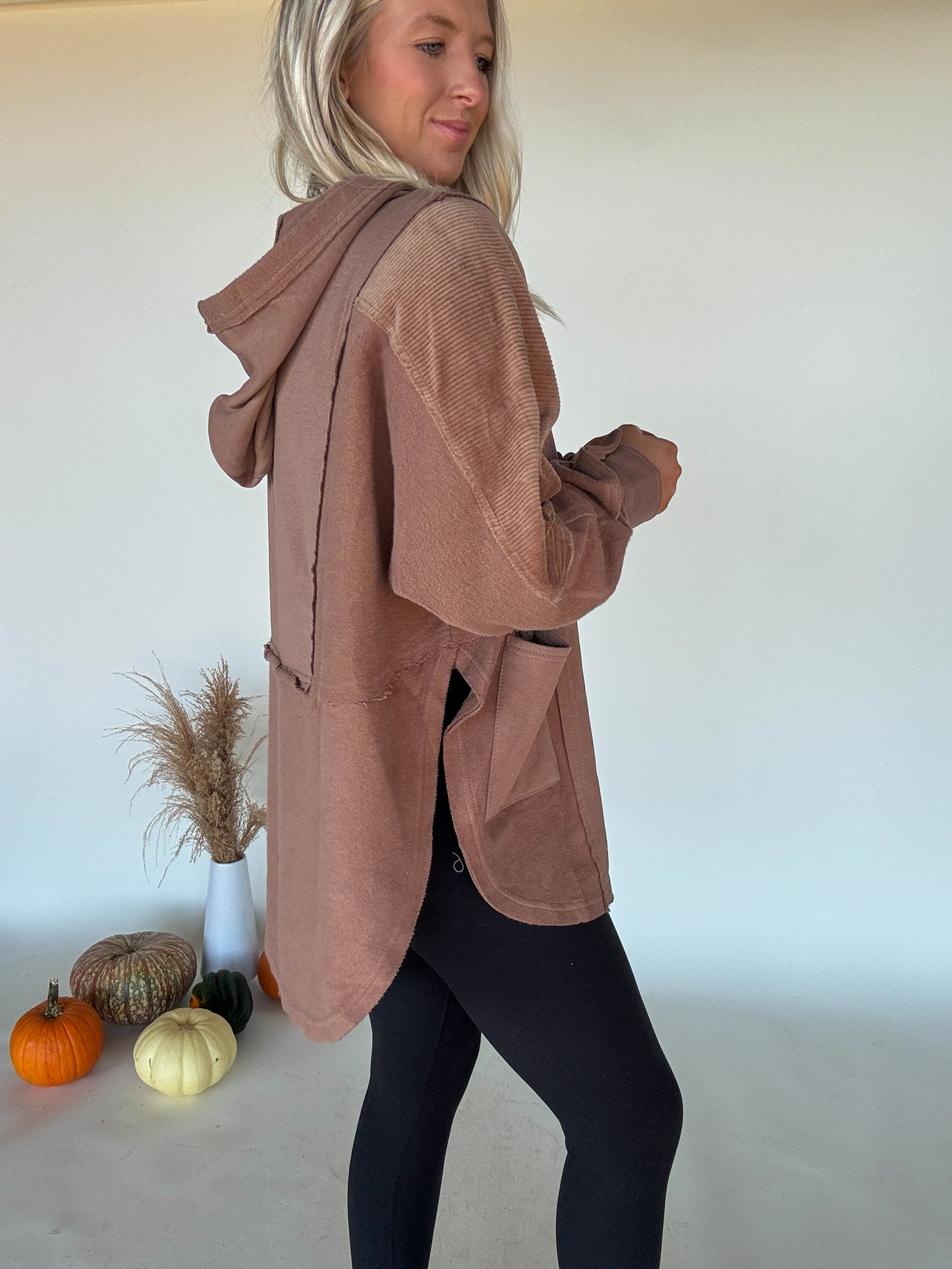 Corduroy Contrast Pullover - Brown