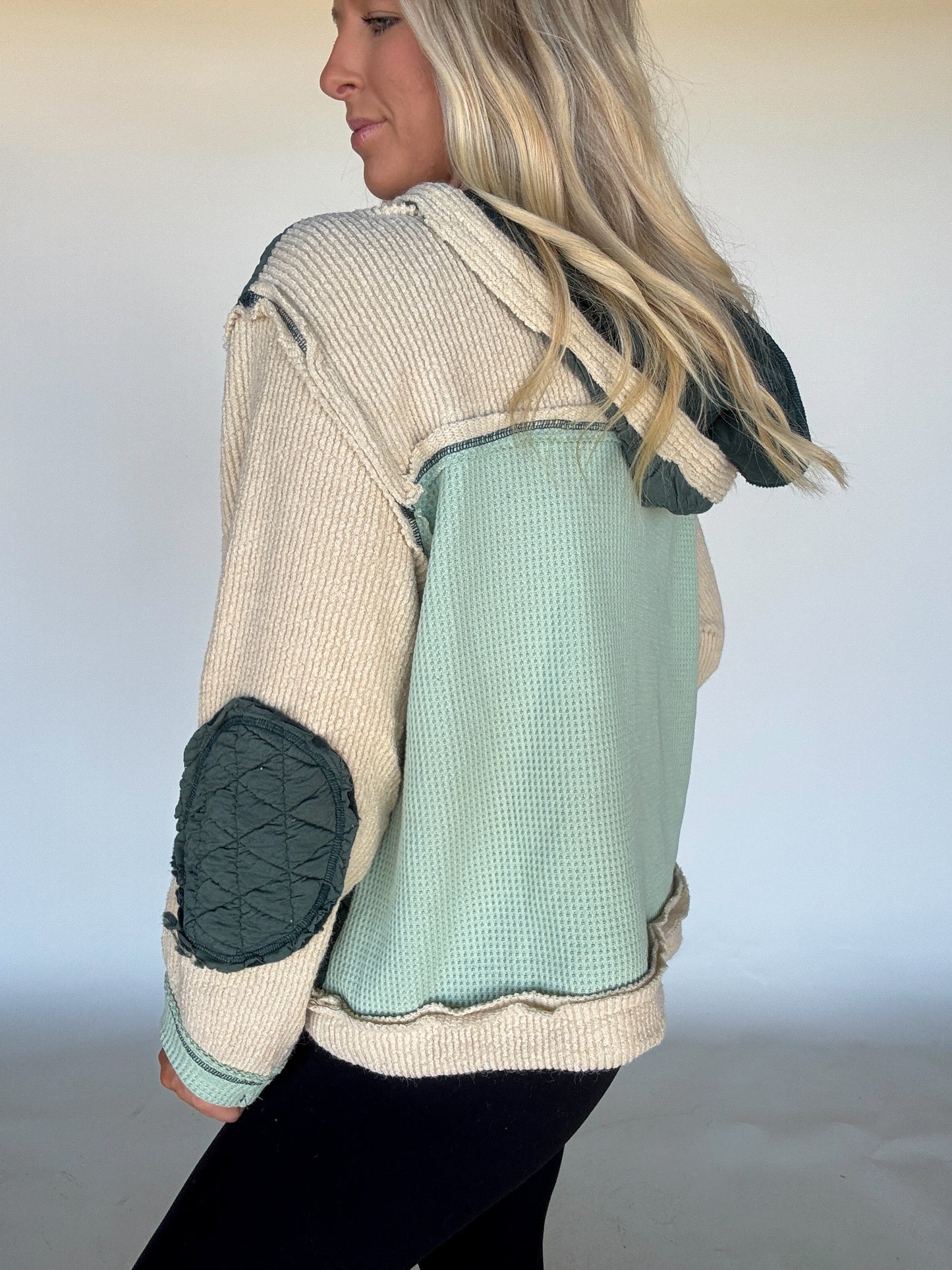 Miles Patchwork Hoodie - Forest/Cream