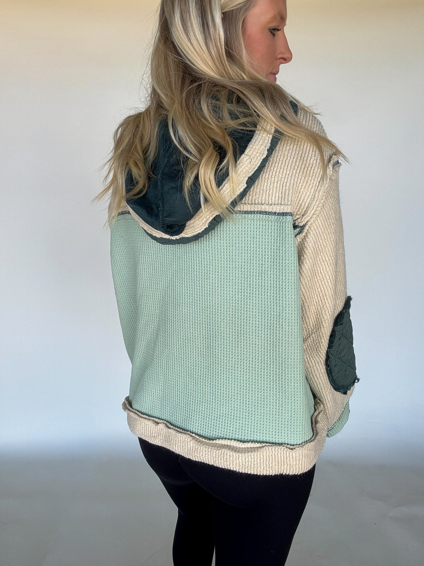 Miles Patchwork Hoodie - Forest/Cream