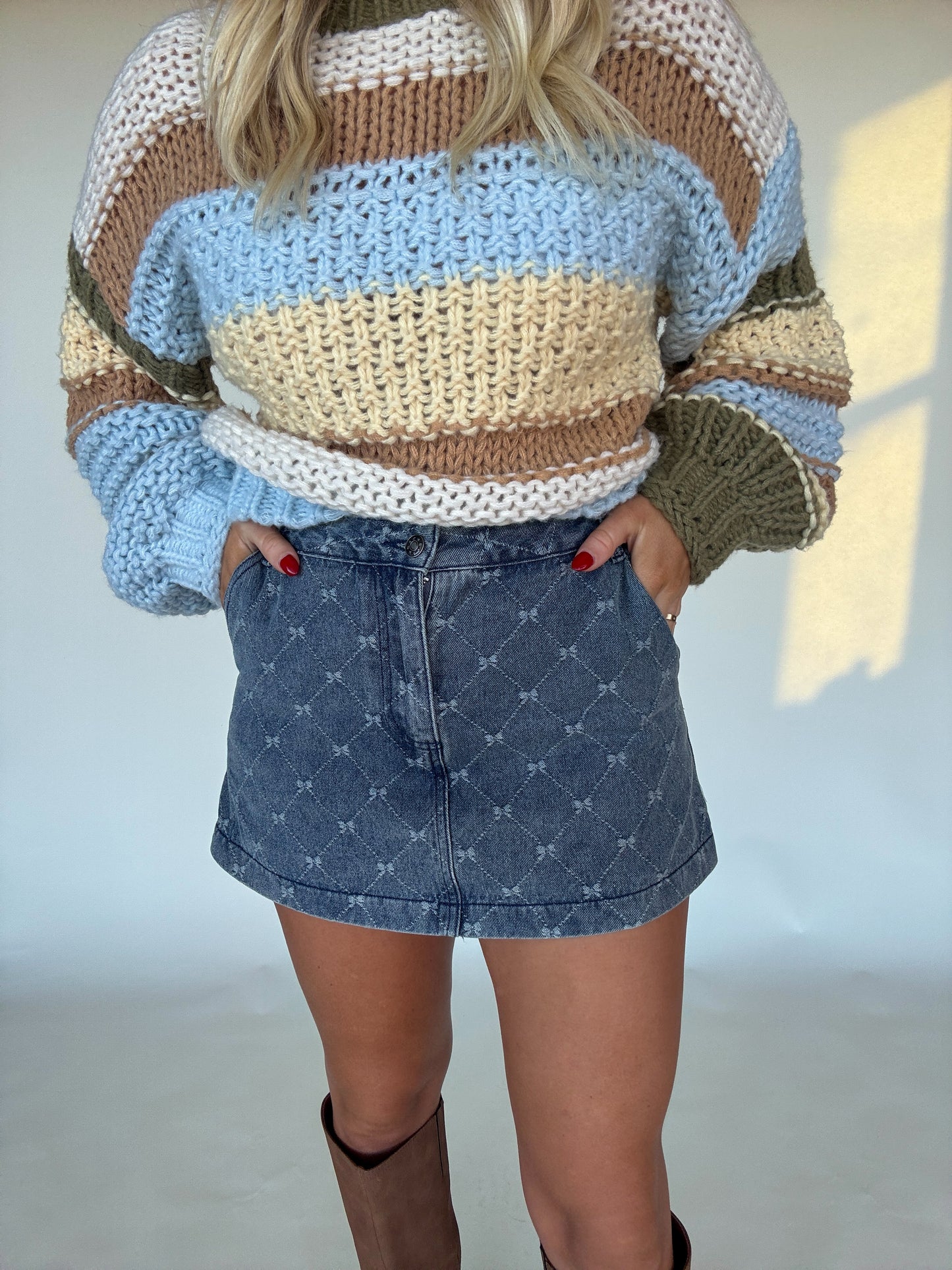 Autumn Bow Denim Skort