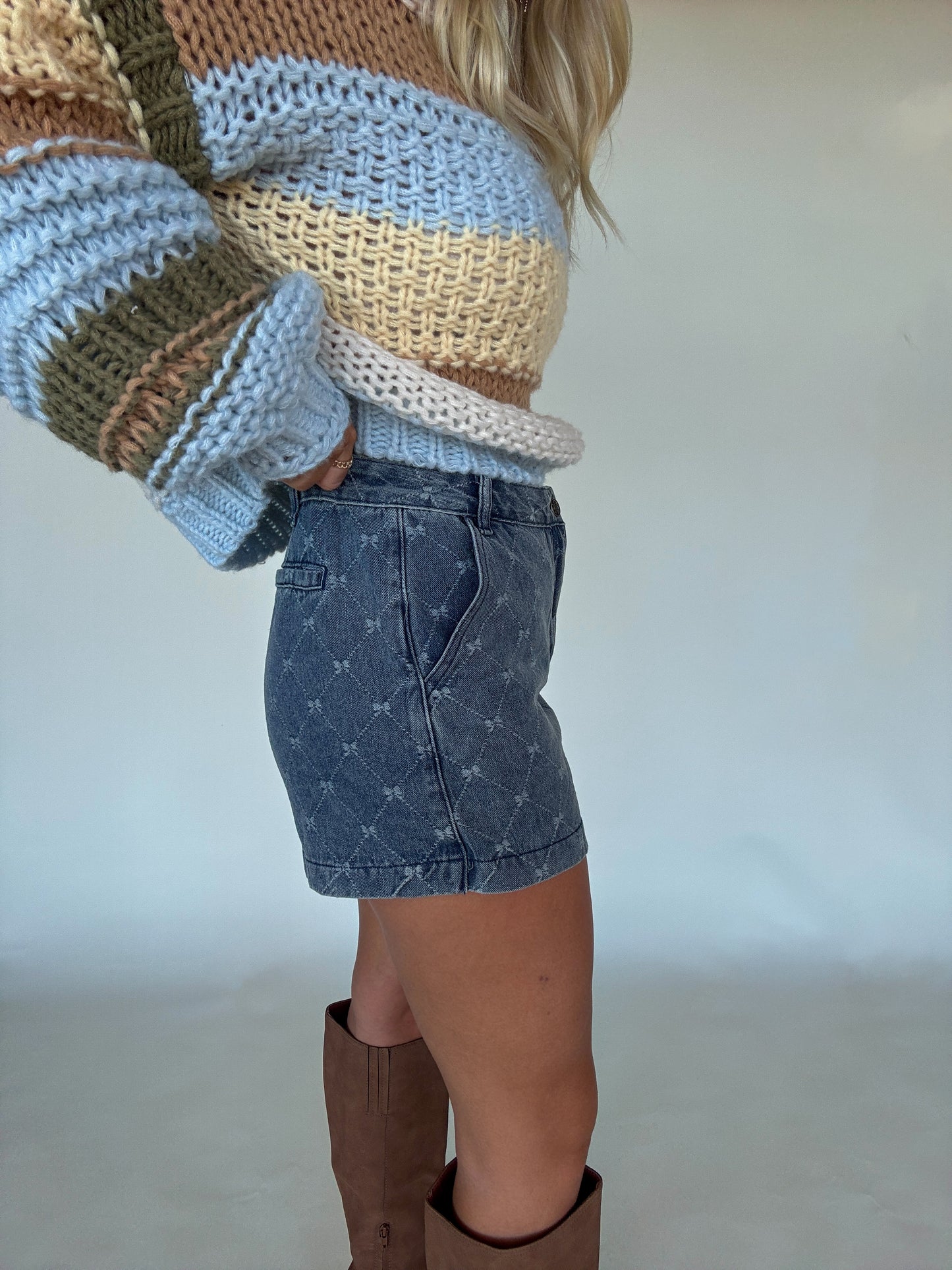 Autumn Bow Denim Skort