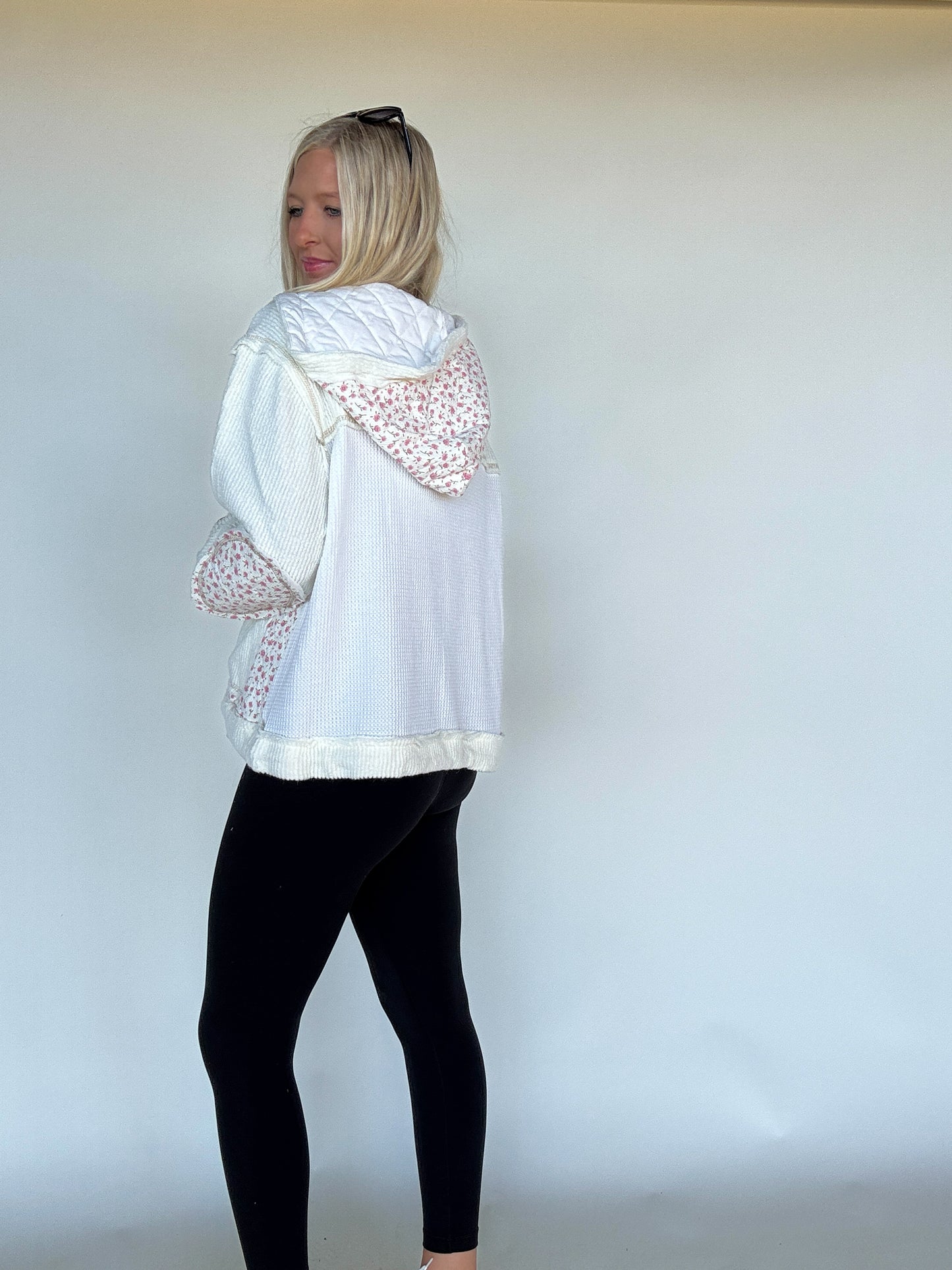 Miles Patchwork Floral Hoodie - Cream Multi