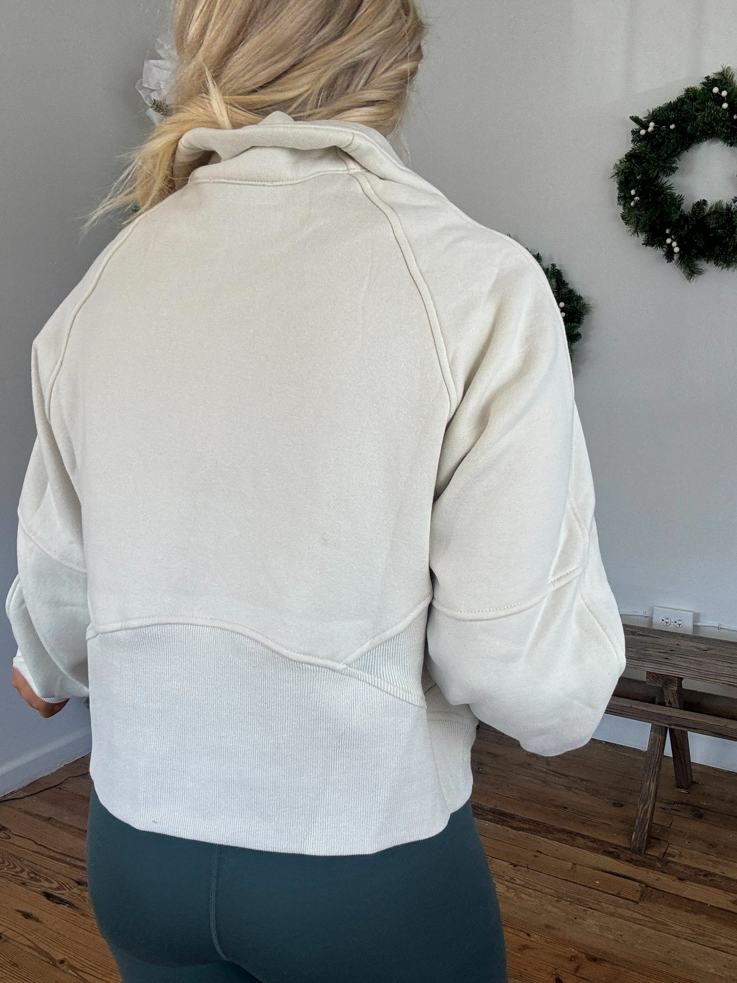 Zoey Half Zip Sweatshirt - Bone