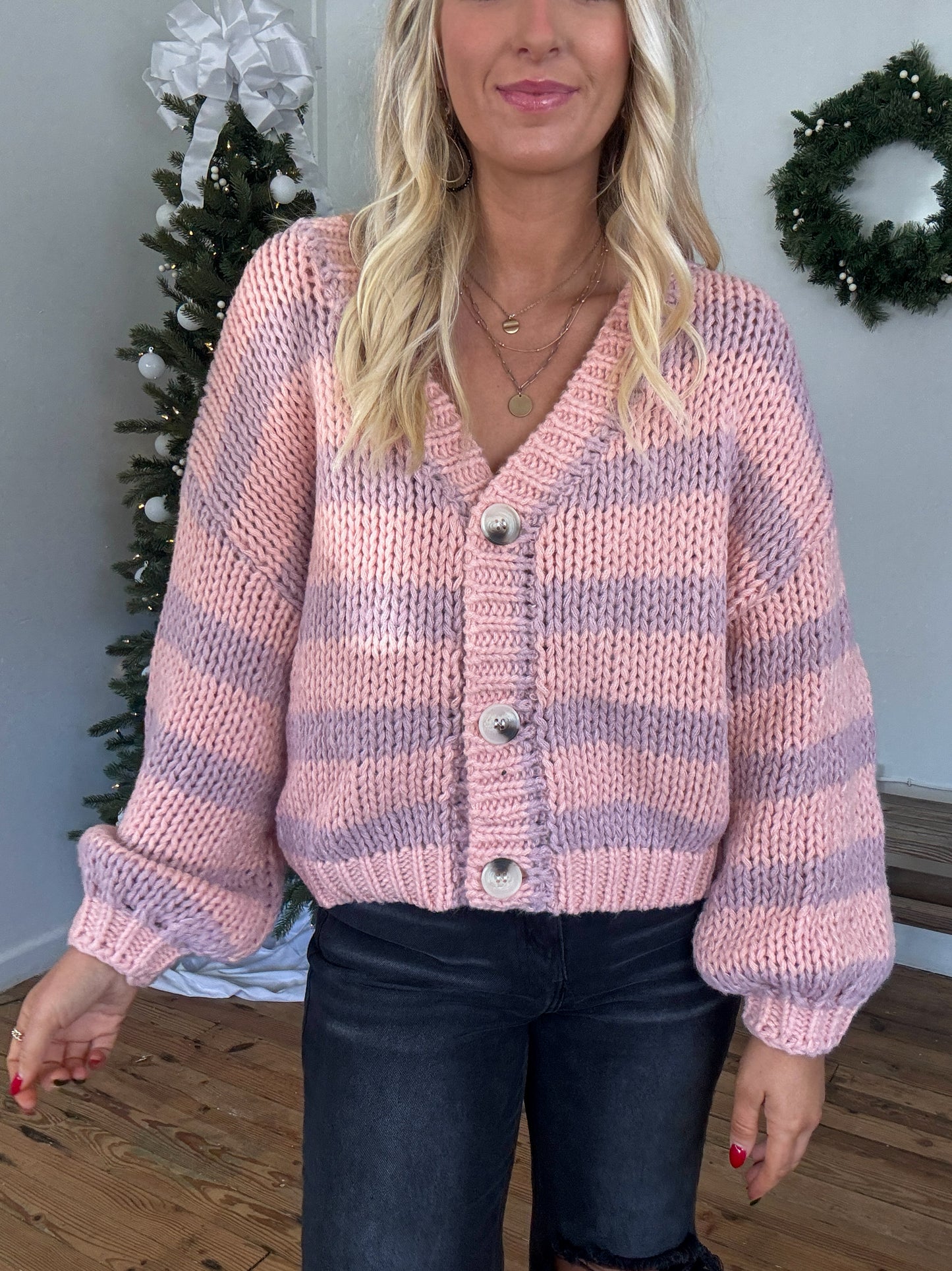 Pink Sweet Stripes Cardigan
