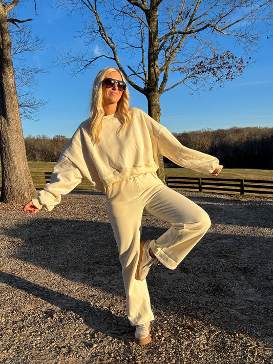Sleep All Day Sweatshirt - Cream