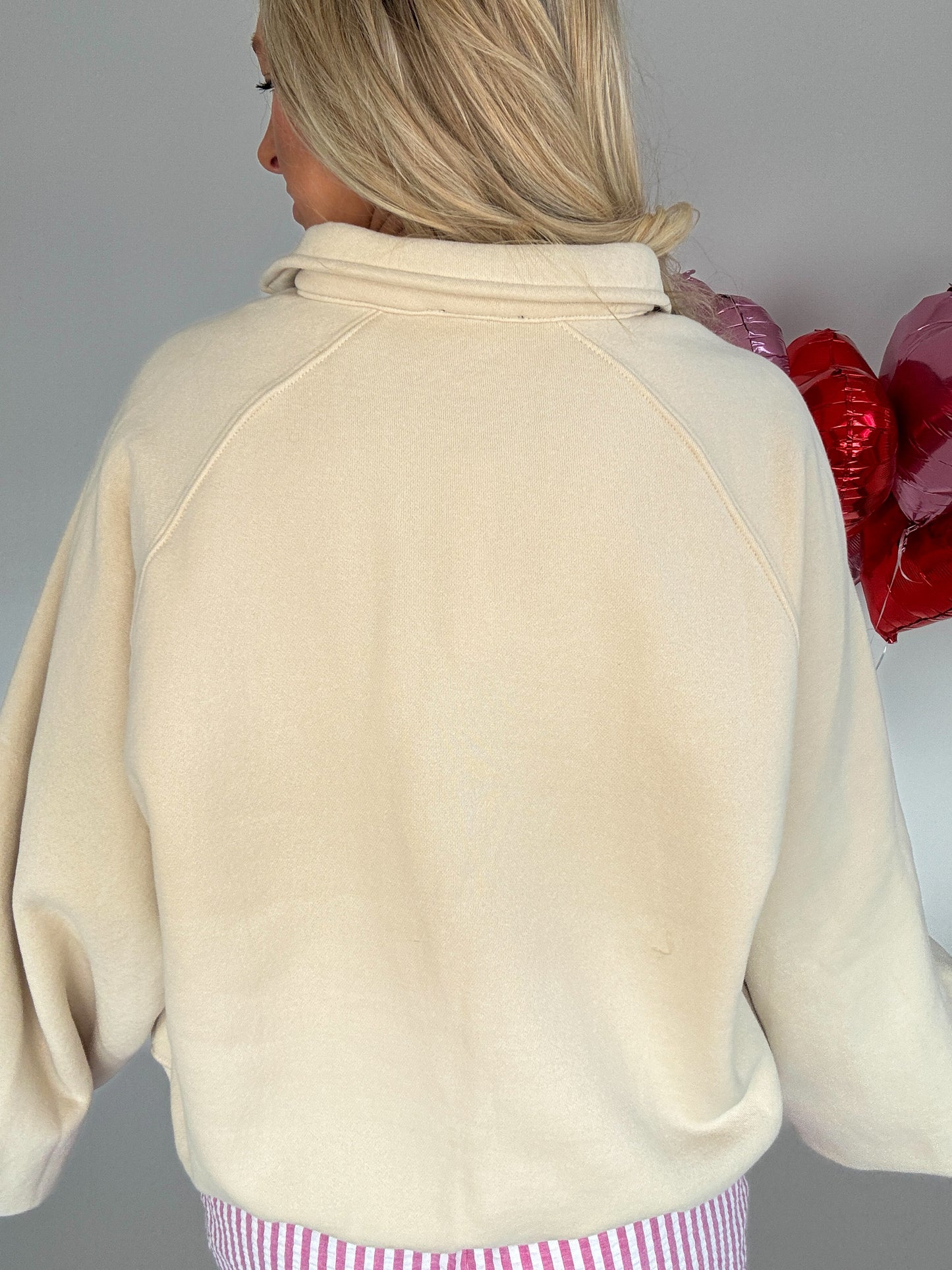 Catch My Vibe Button Pullover - Cream