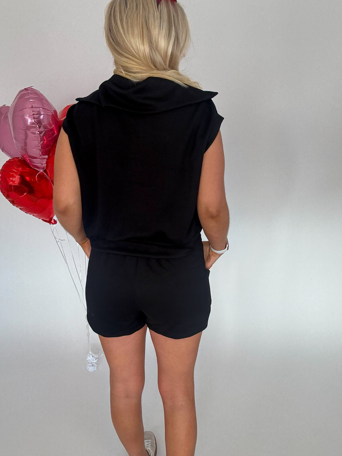 Take Me On Lounge Short Set - Black