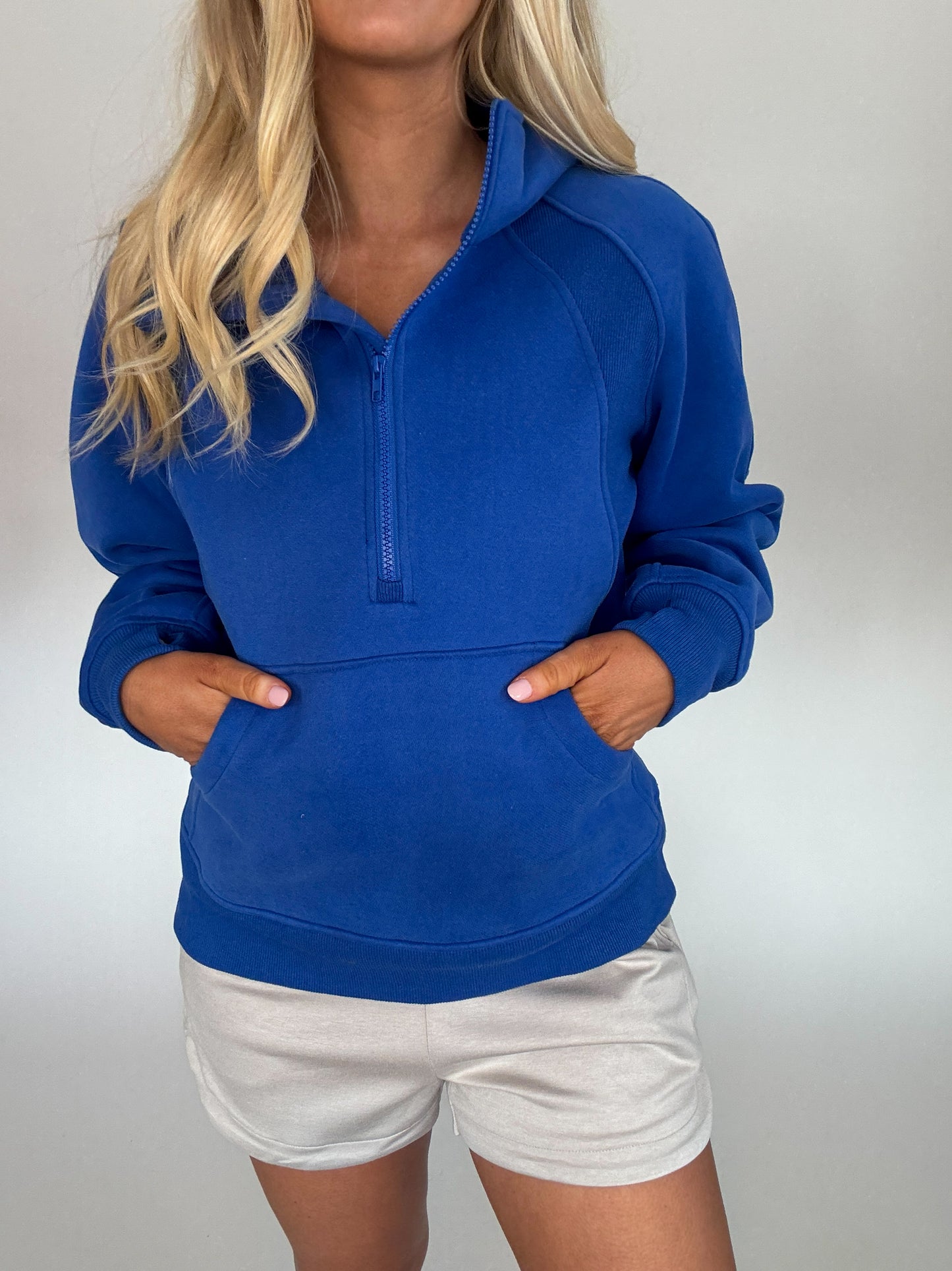 Zoey Long Hooded Sweatshirt - Cobalt