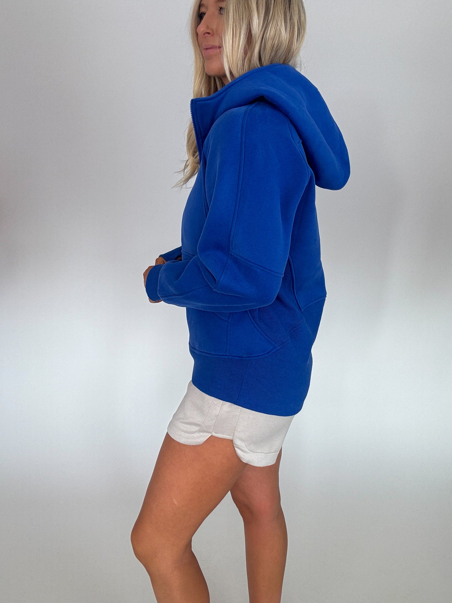 Zoey Long Hooded Sweatshirt - Cobalt