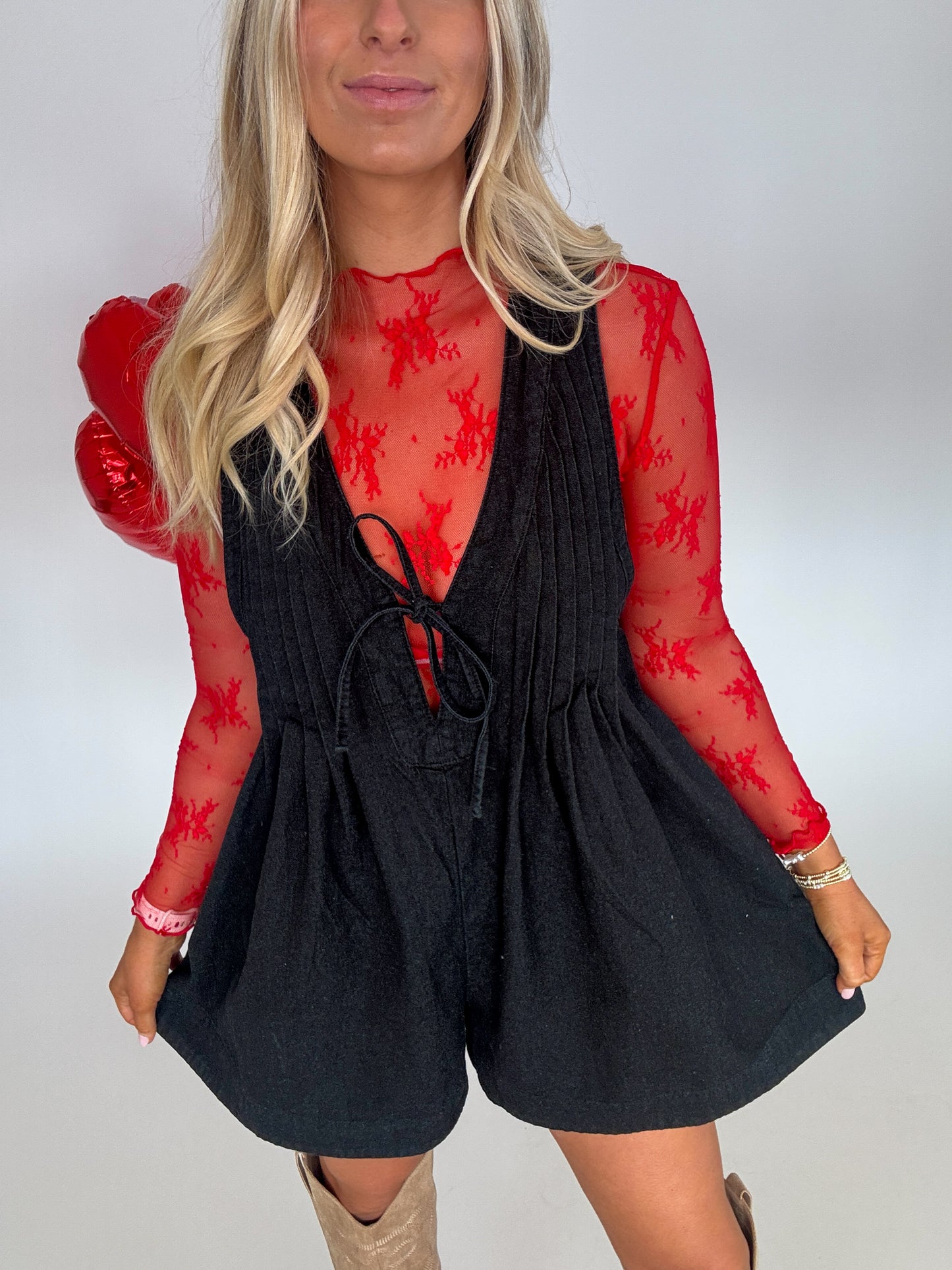 Brooklyn Denim Romper - Black