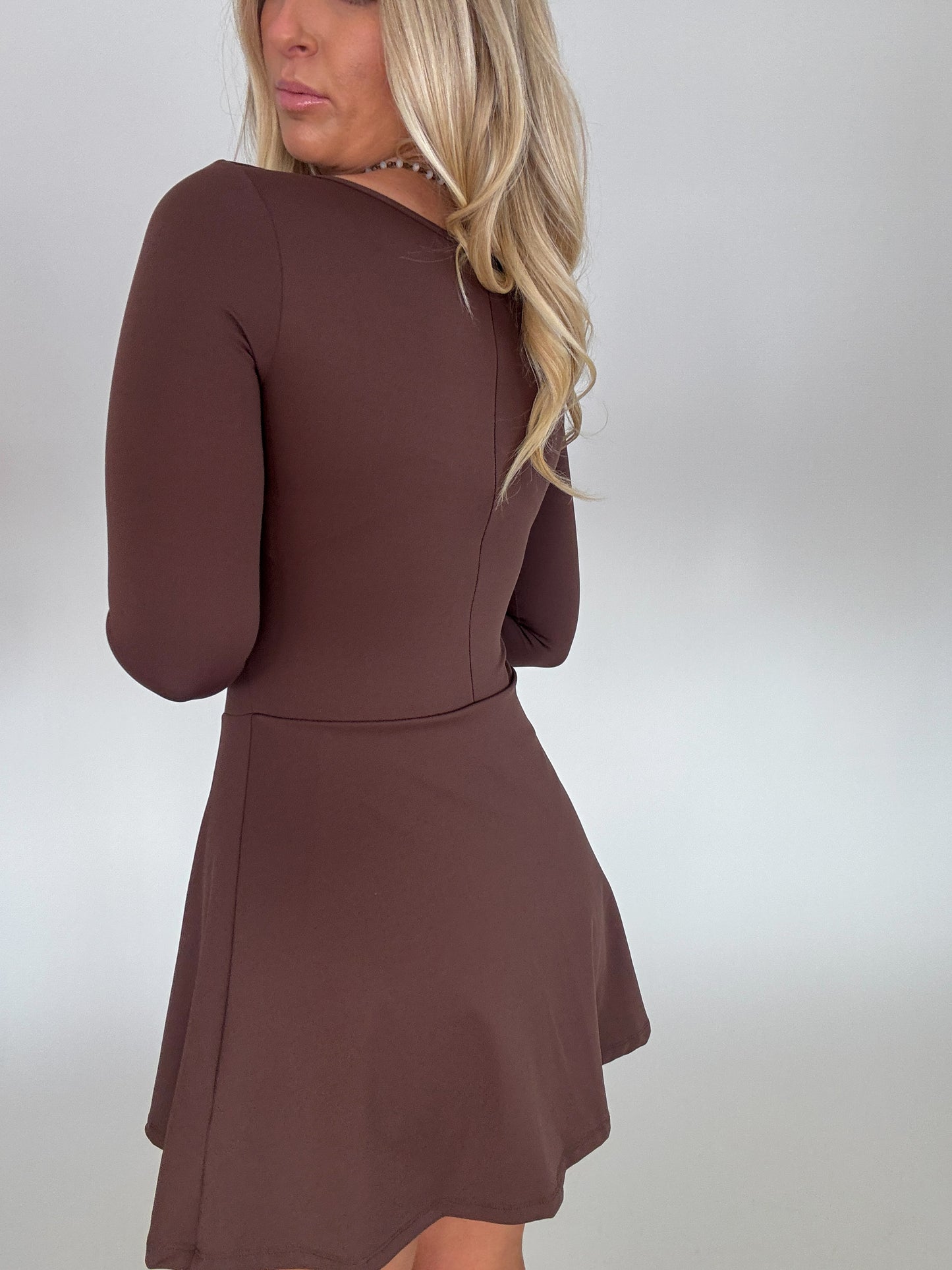Savannah Scoop Neck Active Dress - Chocolate