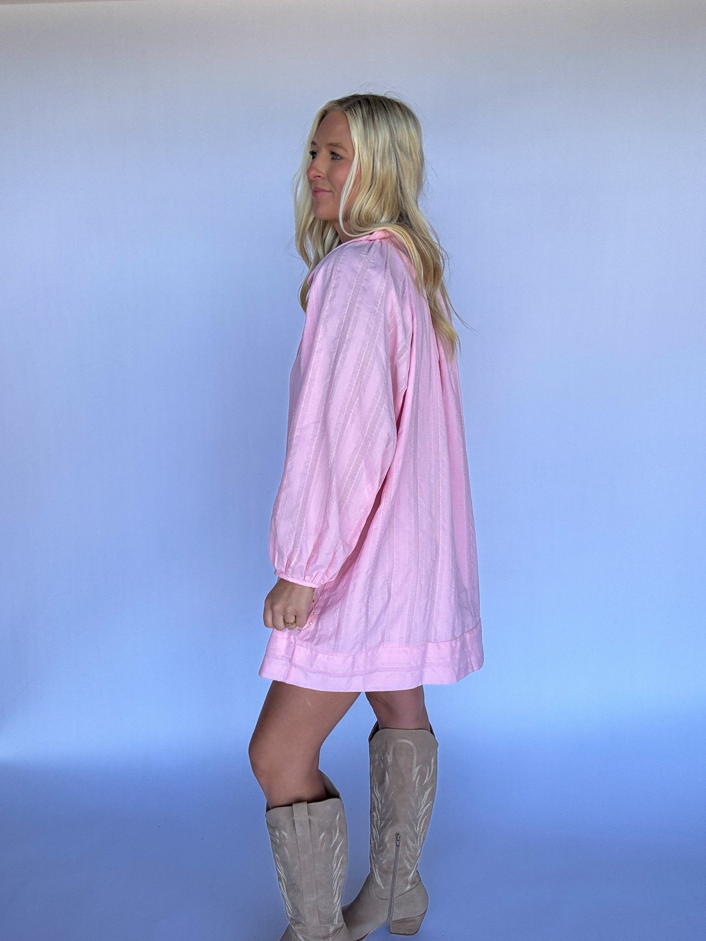 Mary Textured Balloon Sleeve Mini Dress