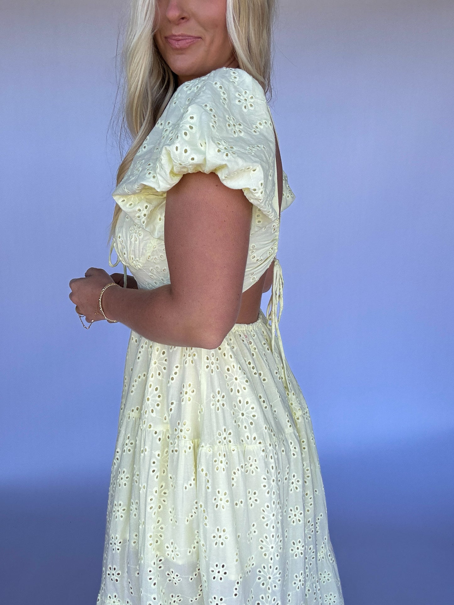 Lemon Eyelet Maxi Dress