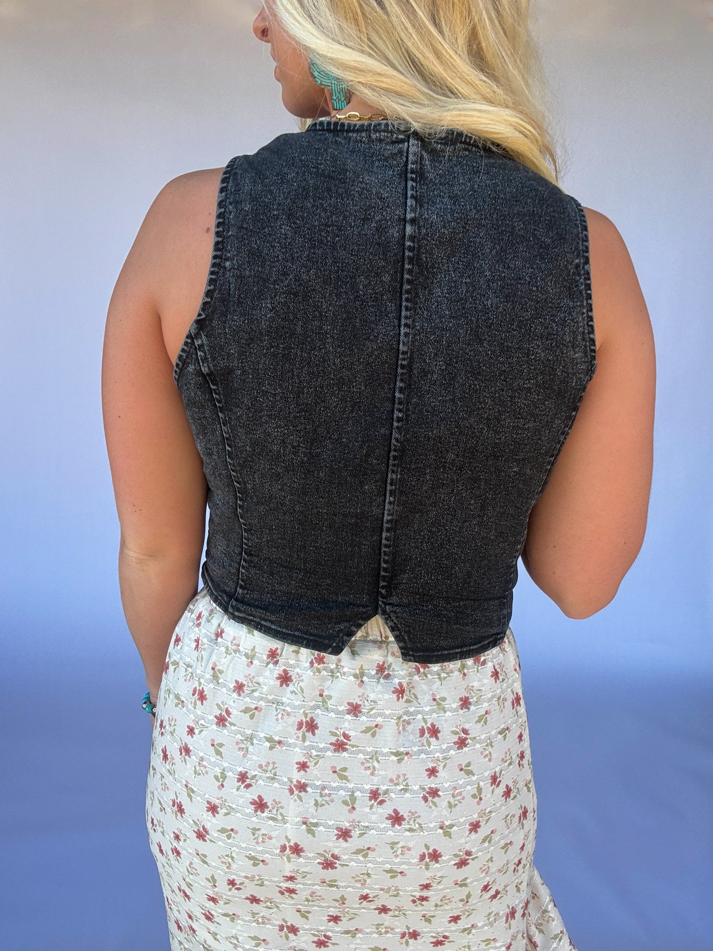 Dolled Up Denim Vest - Black