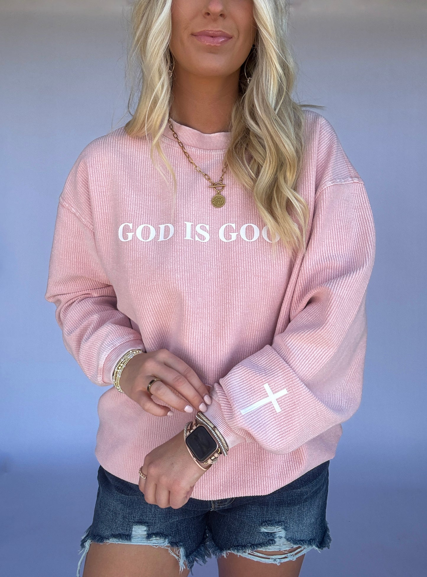 GOD IS GOOD Corded Crewneck