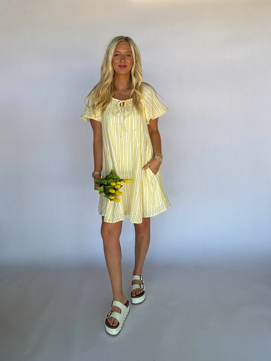 Sammie Striped Lemon Mini Dress
