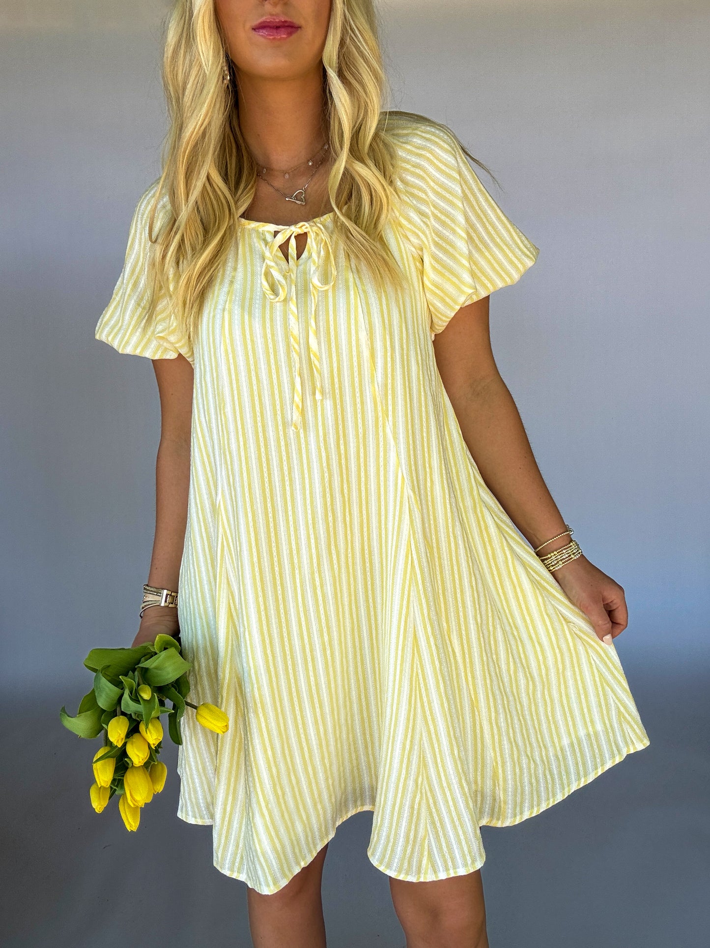 Sammie Striped Lemon Mini Dress