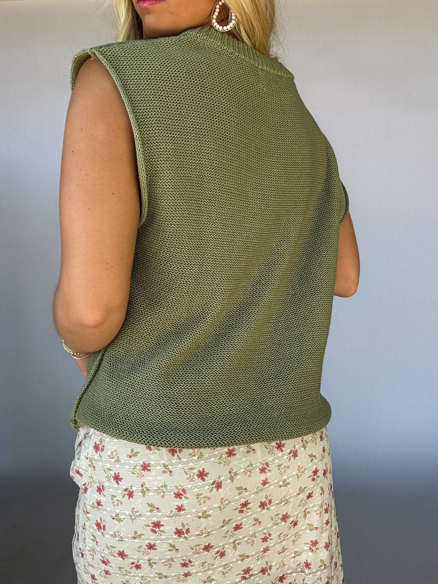 Ellie Knit Sweater Top - Sage