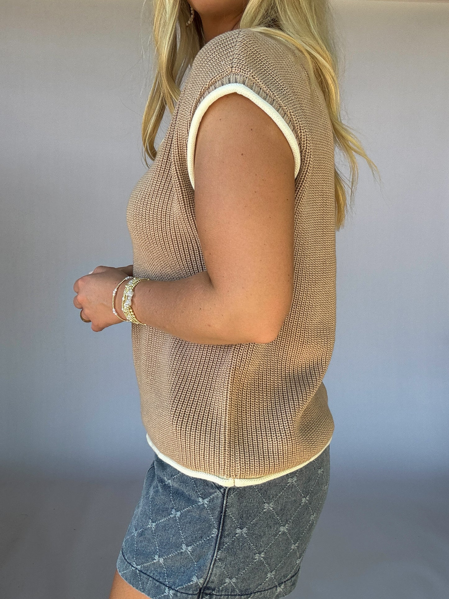 Tarsi Sweater Tank - Natural/White
