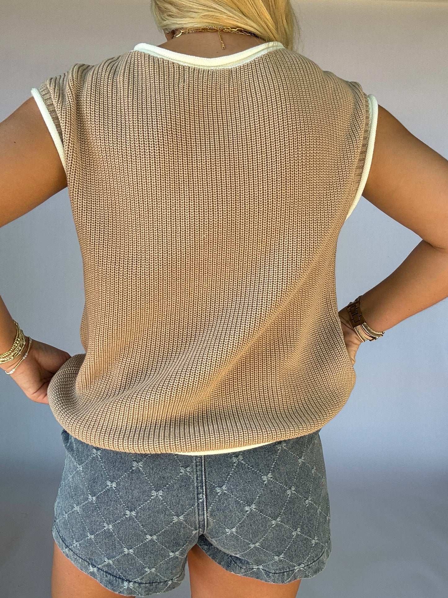 Tarsi Sweater Tank - Natural/White