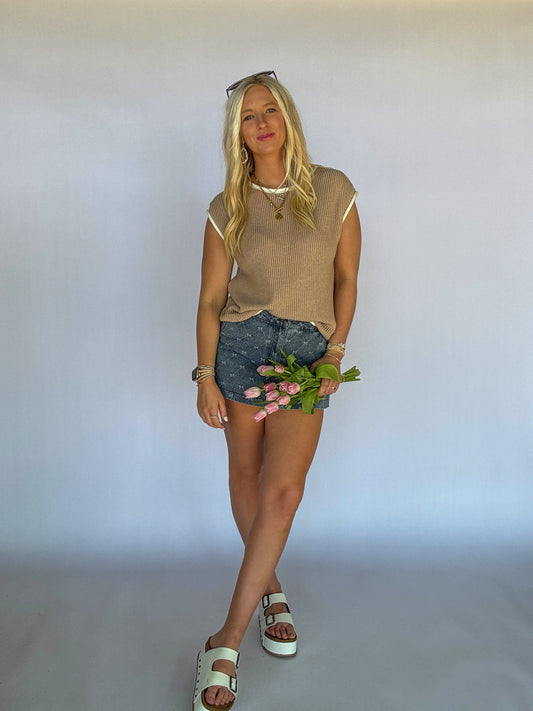 Tarsi Sweater Tank - Natural/White