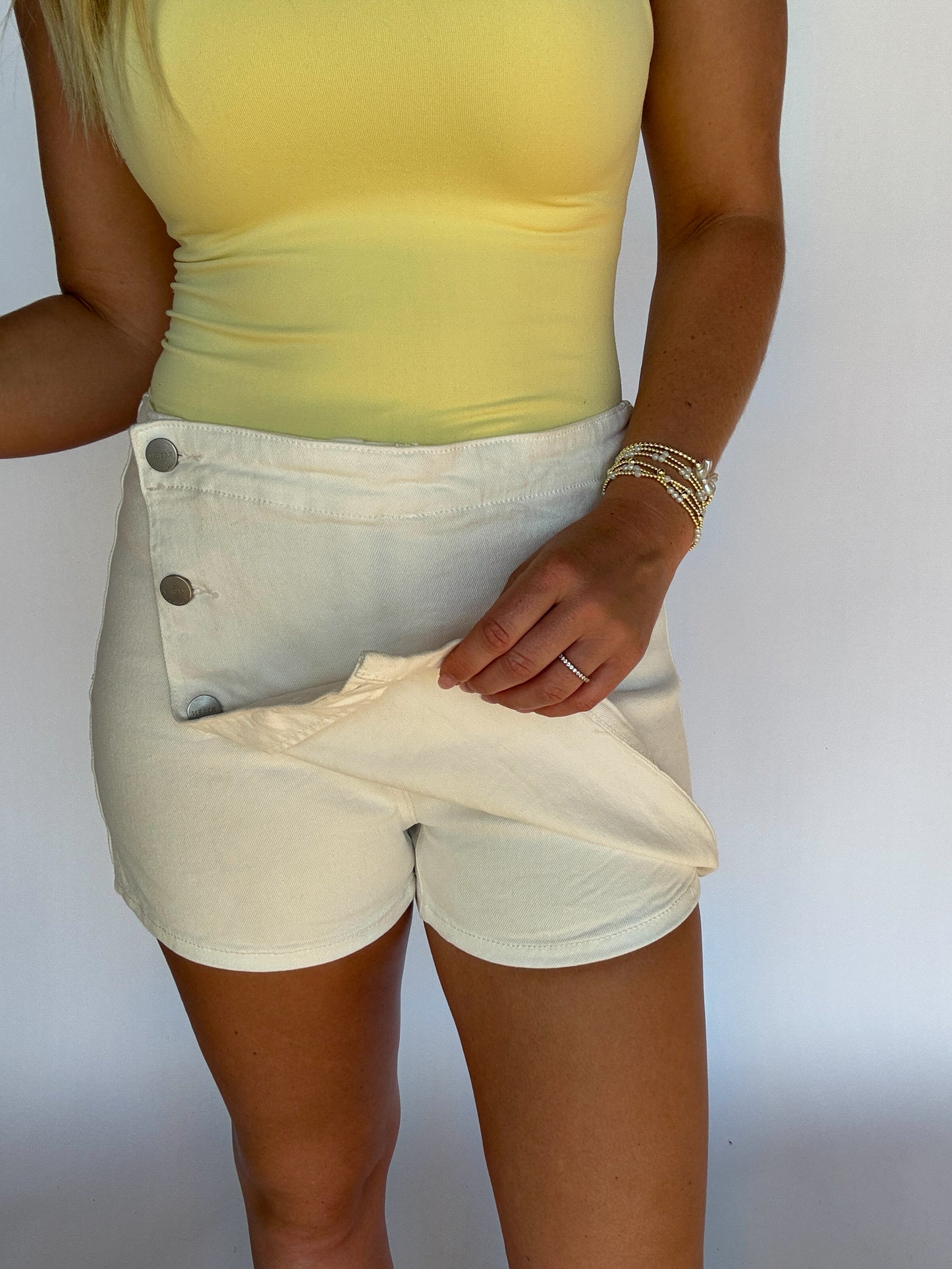 Charlotte Denim Skort - White