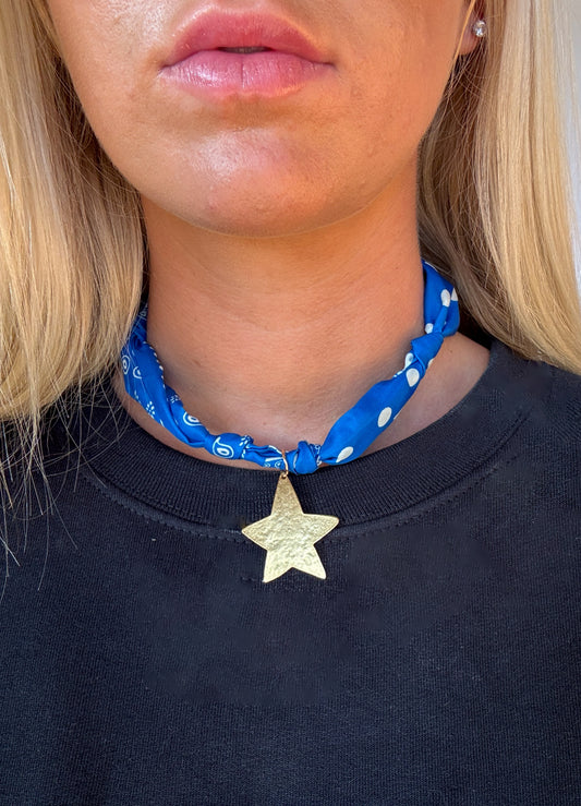 Royal Blue Star Scarf Necklace