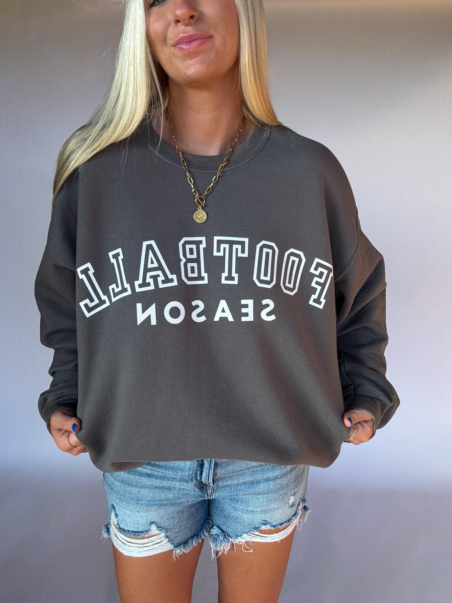 Football Season Crewneck - Charcoal