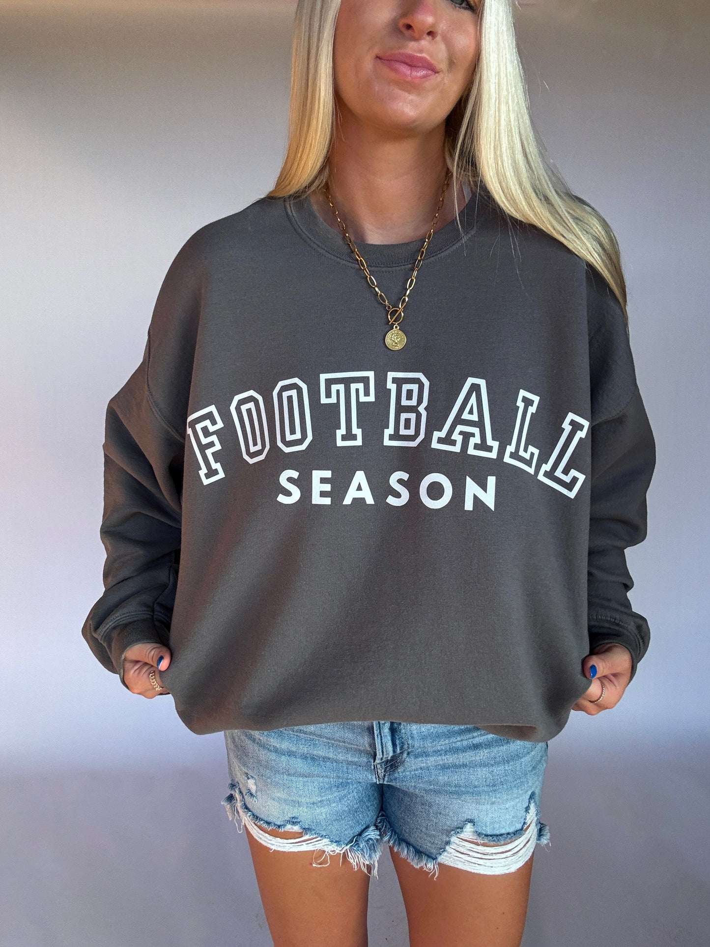 Football Season Crewneck - Charcoal