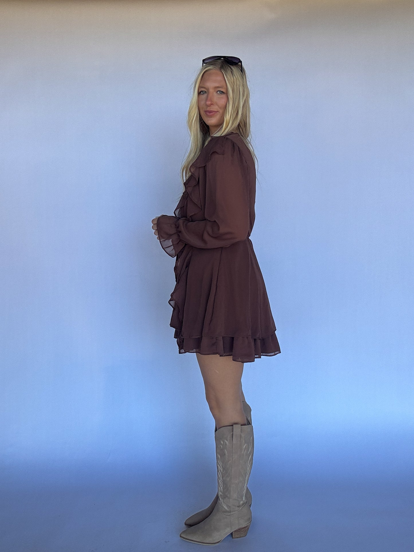 Kristen Front Tie Ruffle Dress