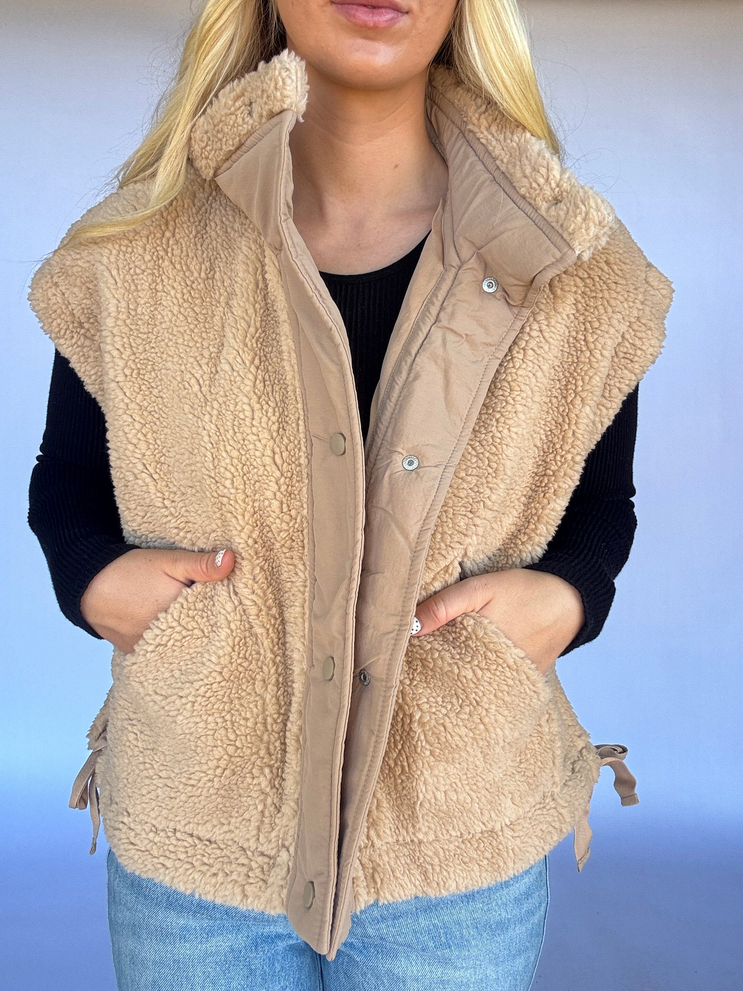 Cozy Up Sherpa Vest - Beige