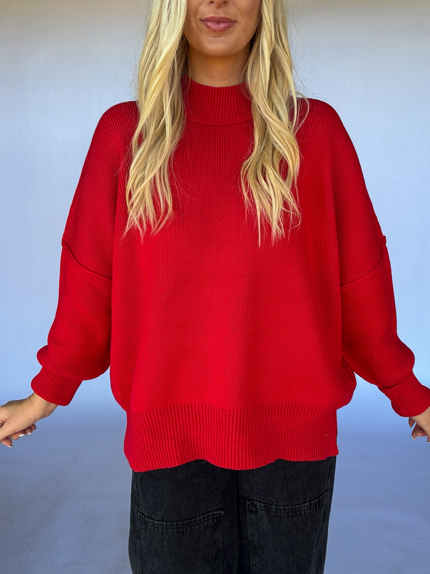 Cozy Classic Oversized Sweater - Ruby